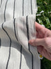 Navy - Black Striped Neutral Organic Cotton Fabric By The Meter.