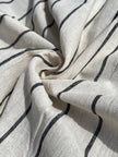 Navy - Black Striped Neutral Organic Cotton Fabric By The Meter.