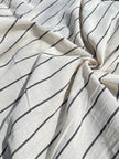 Navy - Black Striped Neutral Organic Cotton Fabric By The Meter.