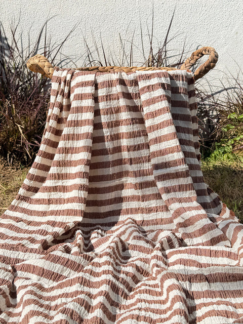 Premium Handwoven Crinkle Stripe Cotton Fabric | Resort Wear Textile