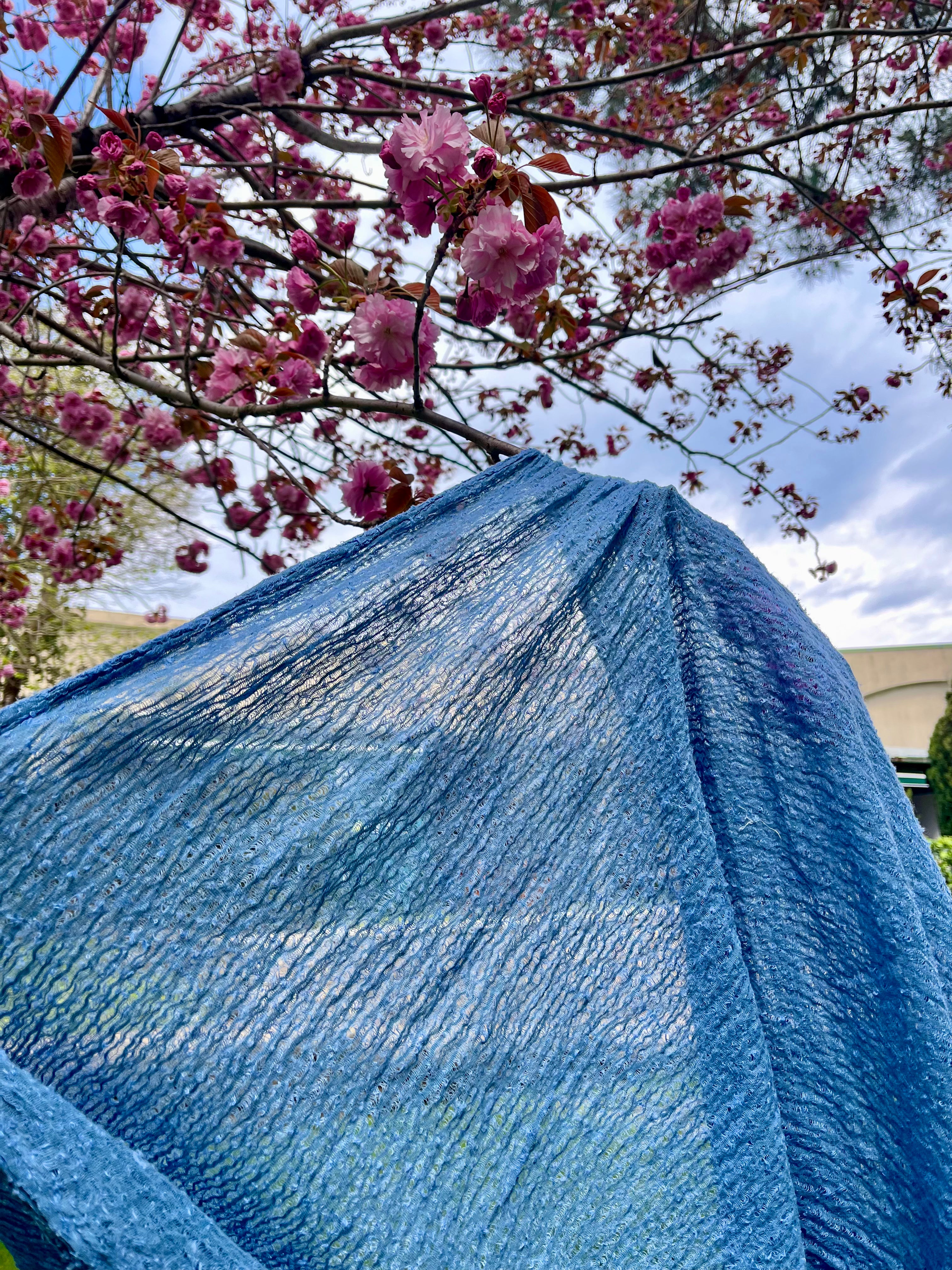 Indigo Blue Textured Sheer Linen Fabric