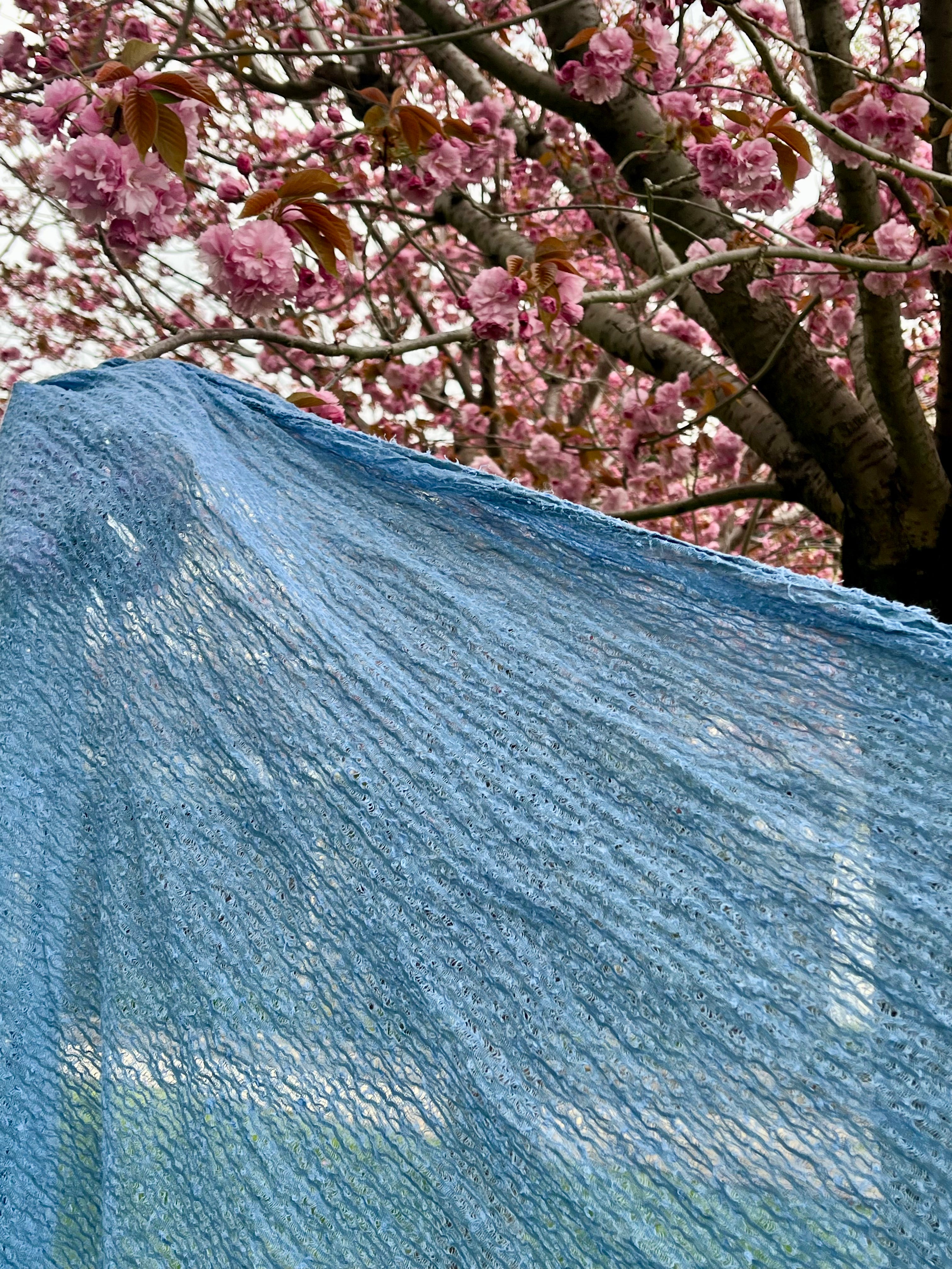 Indigo Blue Textured Sheer Linen Fabric