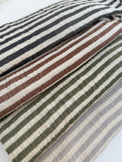 Premium Handwoven Crinkle Stripe Cotton Fabric | Resort Wear Textile