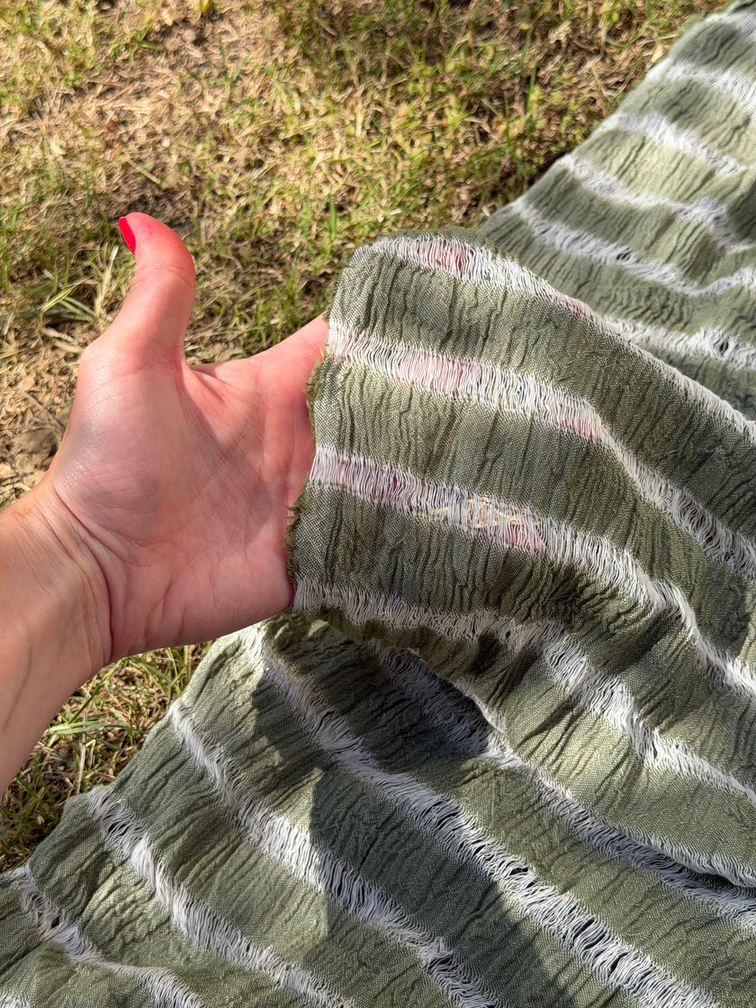 Premium Handwoven Loose Weave Crinkle Cotton Fabric | Resort Wear Textile