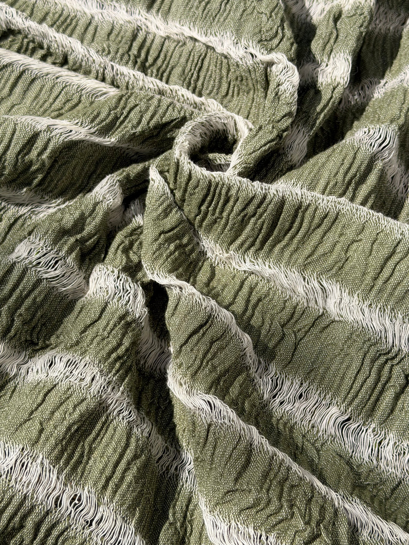 Premium Handwoven Loose Weave Crinkle Cotton Fabric | Resort Wear Textile