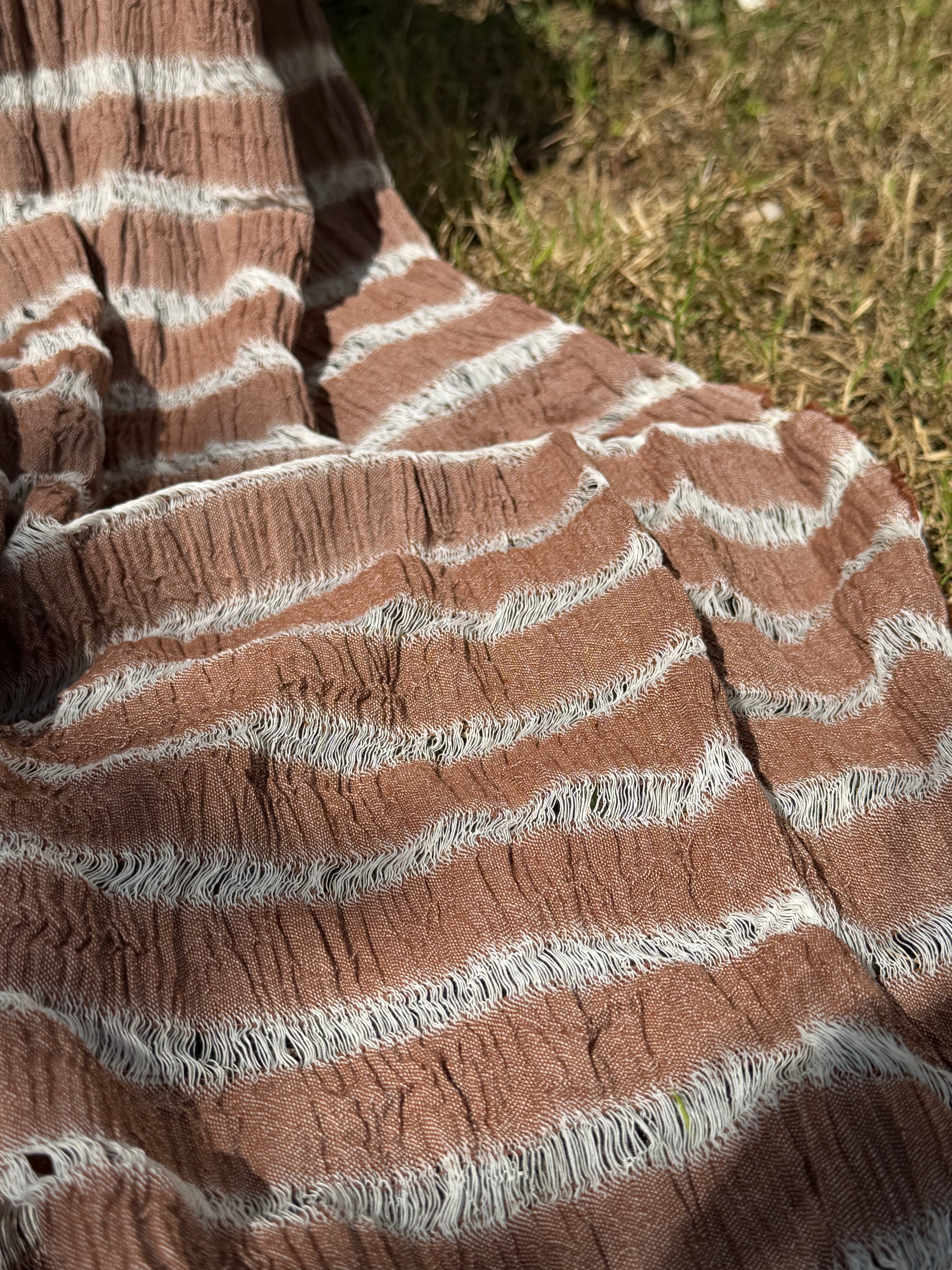 Premium Handwoven Loose Weave Crinkle Cotton Fabric | Resort Wear Textile