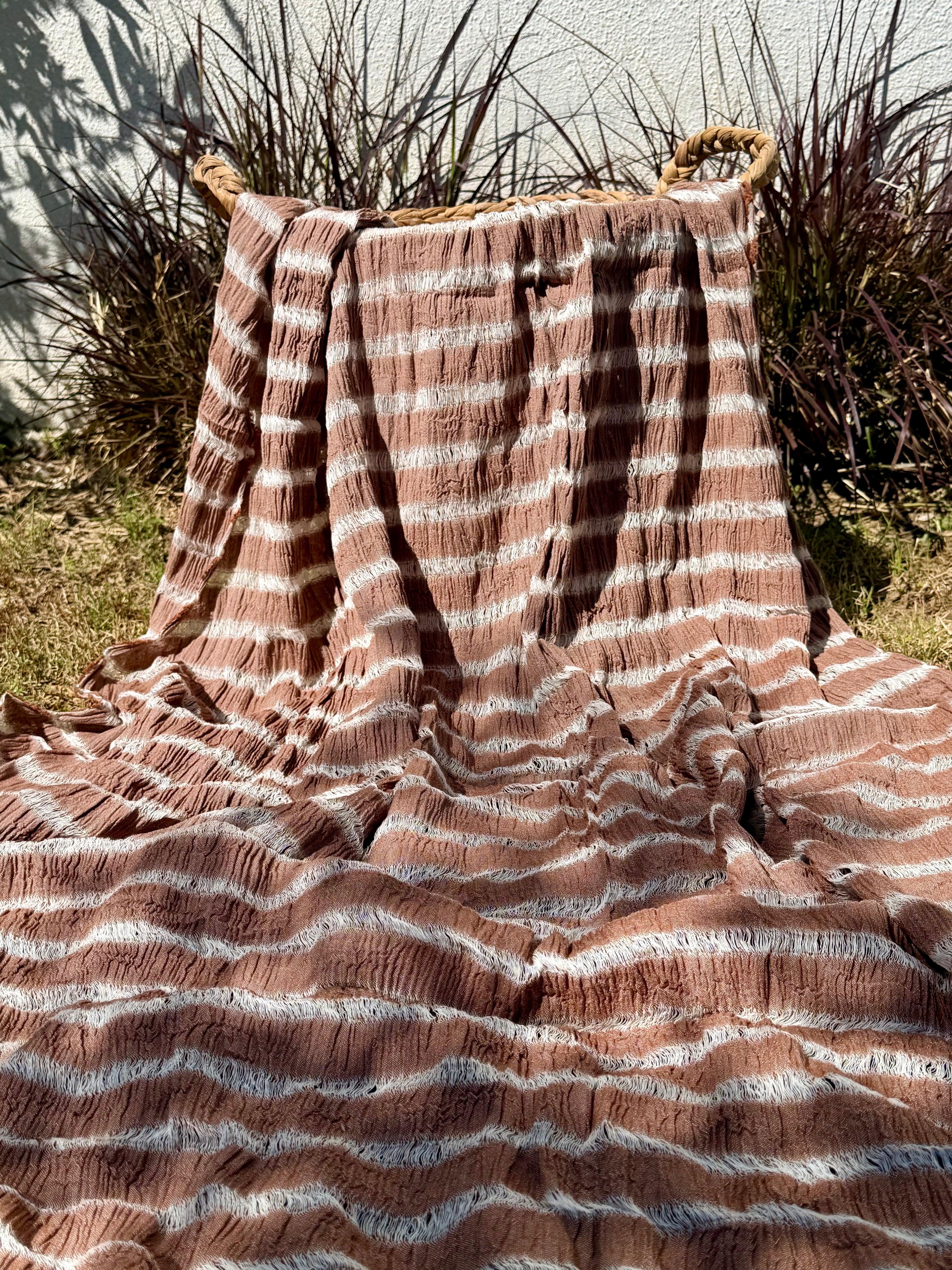Premium Handwoven Loose Weave Crinkle Cotton Fabric | Resort Wear Textile