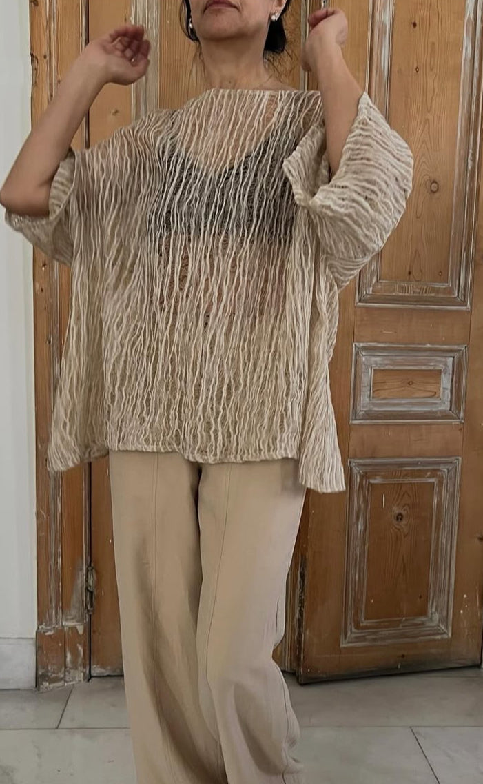 Metre Keten Kumaş, Organik Pamuklu Kumaş, Dokulu El Dokuma Yarı Şeffaf Doğal Kumaşlar.