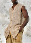 Camel Unique Natural Sheer, Textured Cotton Linen Mix Special Fabrics.