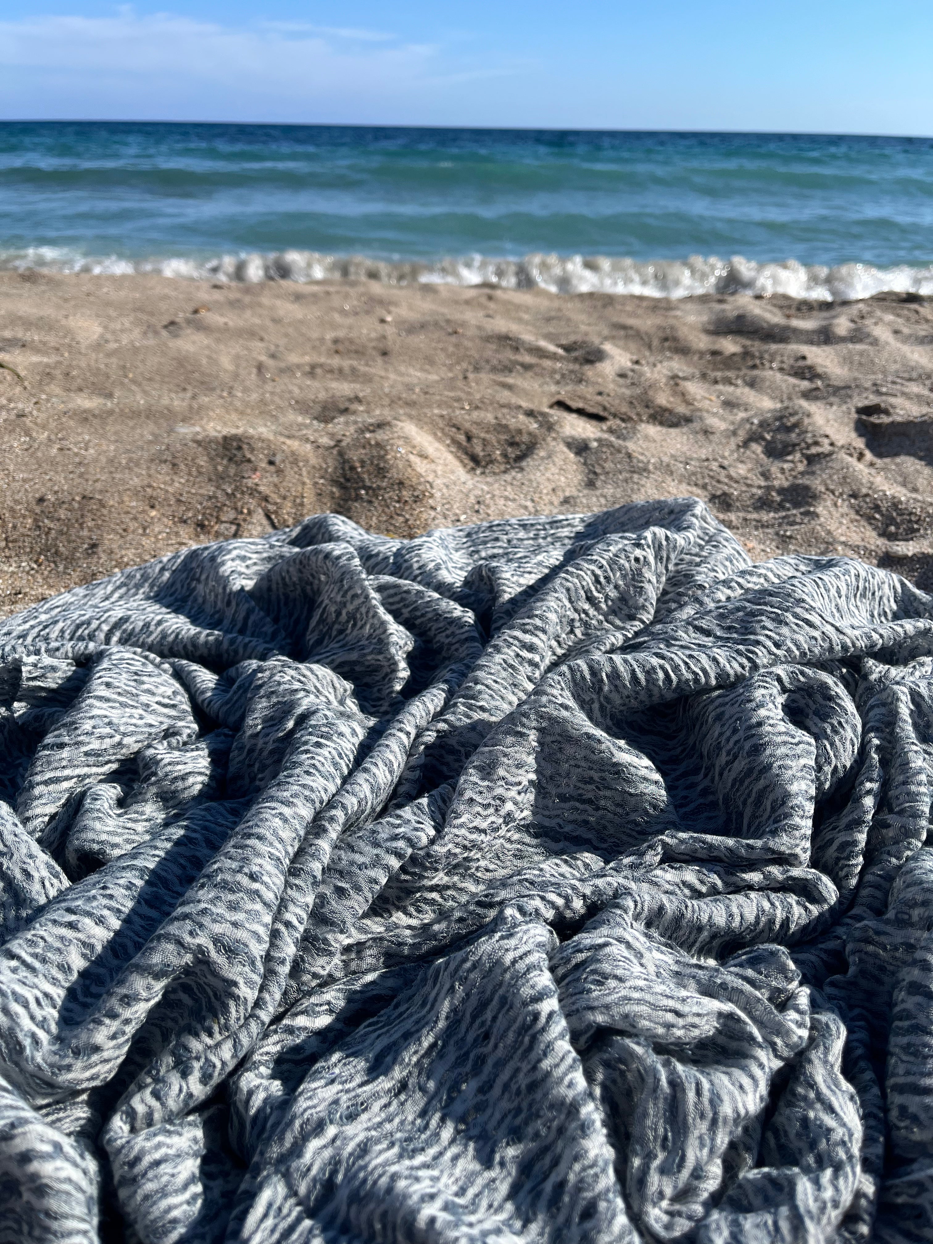 Bluish Gray Linen Fabric By The Yard Textured Handloom Semi-Sheer Natural Fabrics.