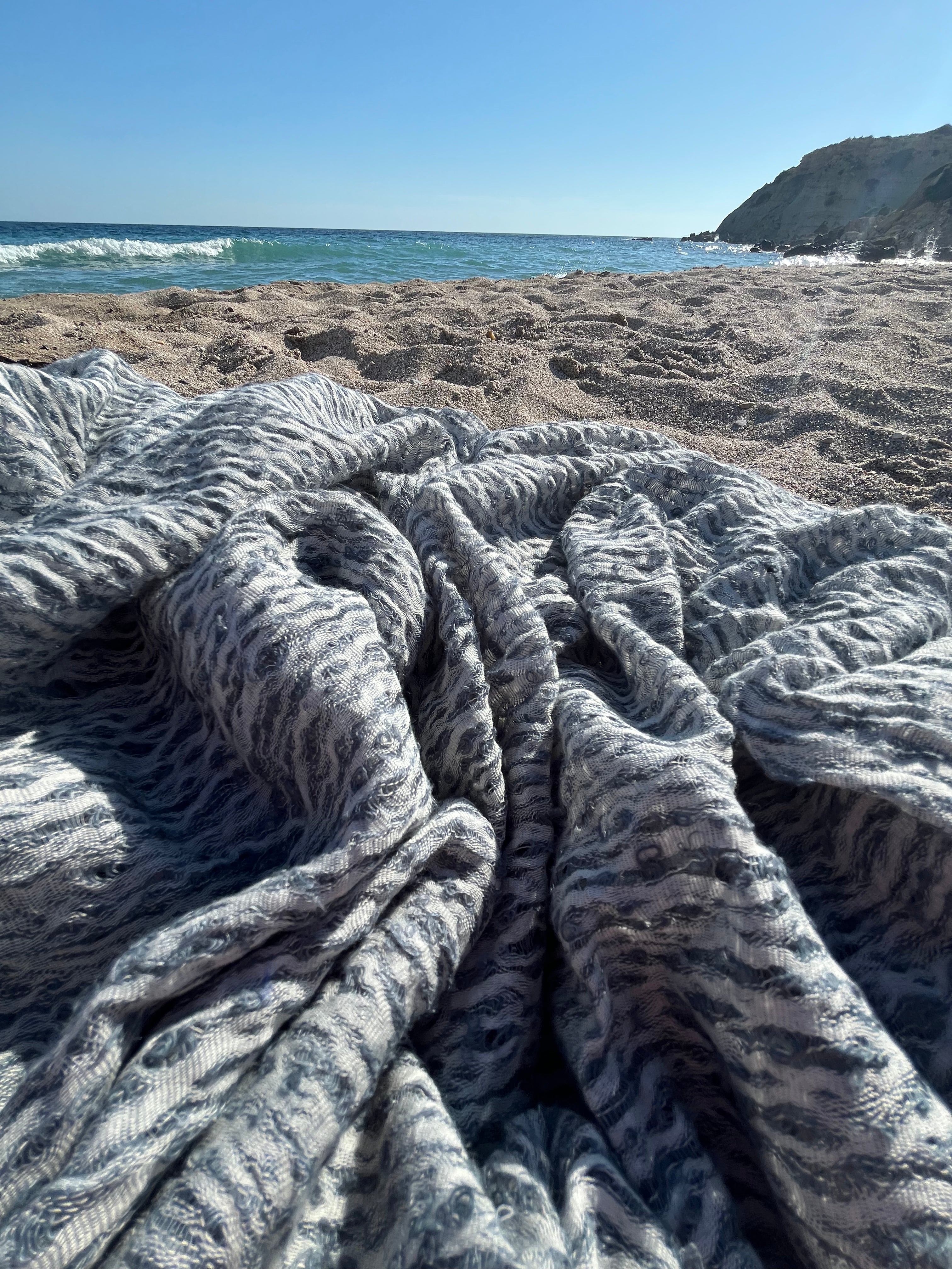Bluish Gray Linen Fabric By The Yard Textured Handloom Semi-Sheer Natural Fabrics.
