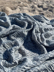 Bluish Gray Linen Fabric By The Yard Textured Handloom Semi-Sheer Natural Fabrics.