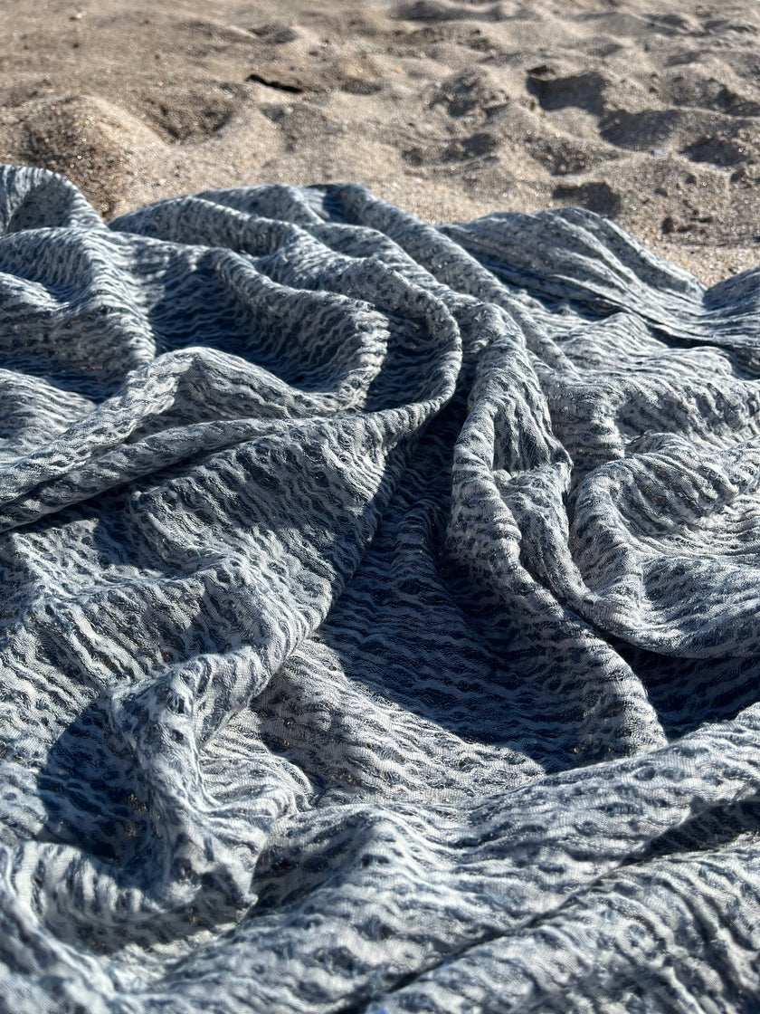 Metre Kare Mavi Gri Keten Kumaş, Organik Pamuklu Kumaş, Dokulu El Dokuma Yarı Şeffaf Doğal Kumaşlar.