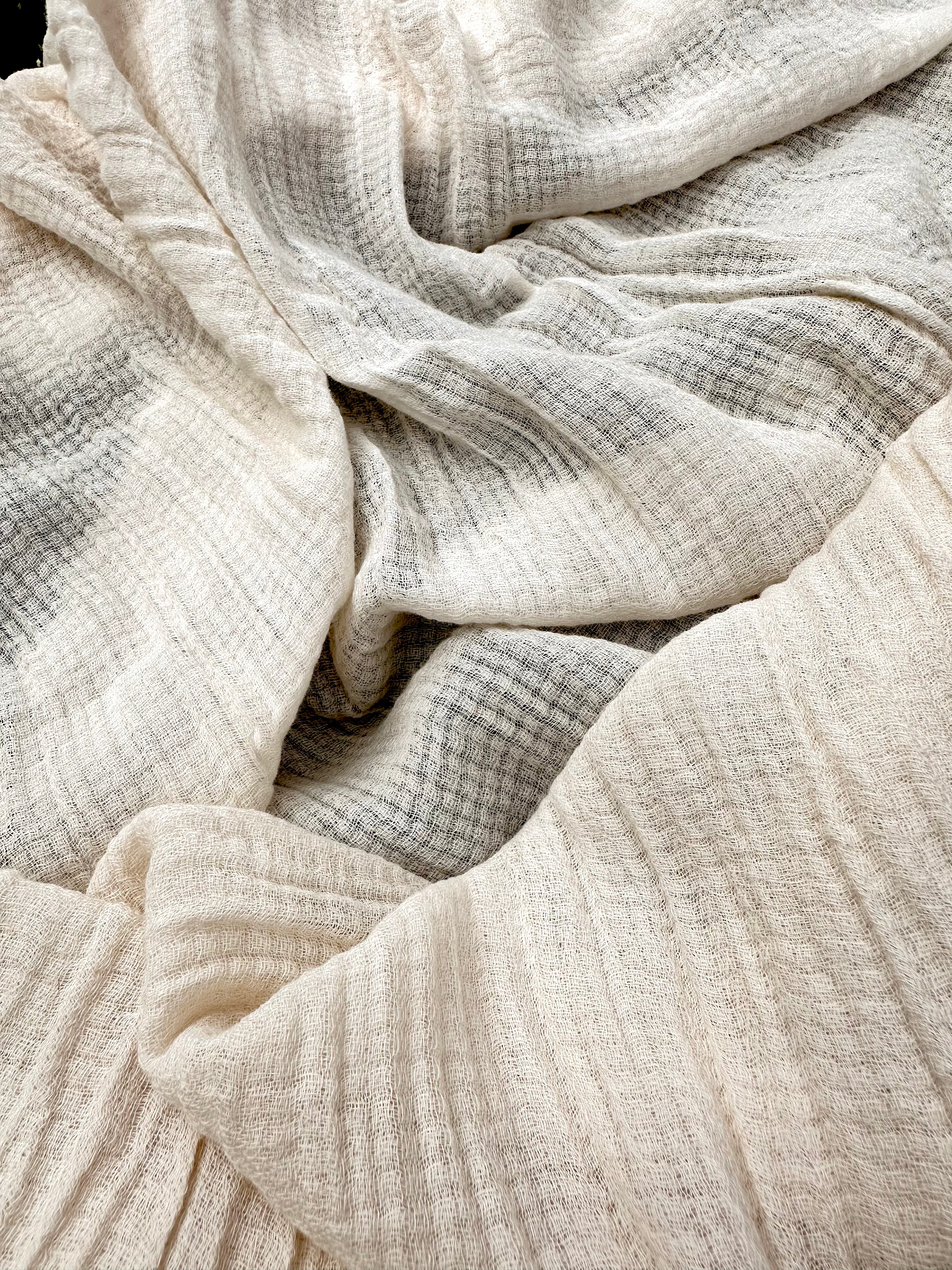 Gauze Organic Cotton, Cheesecloth Fabric By The Yard. Black - Undyed.