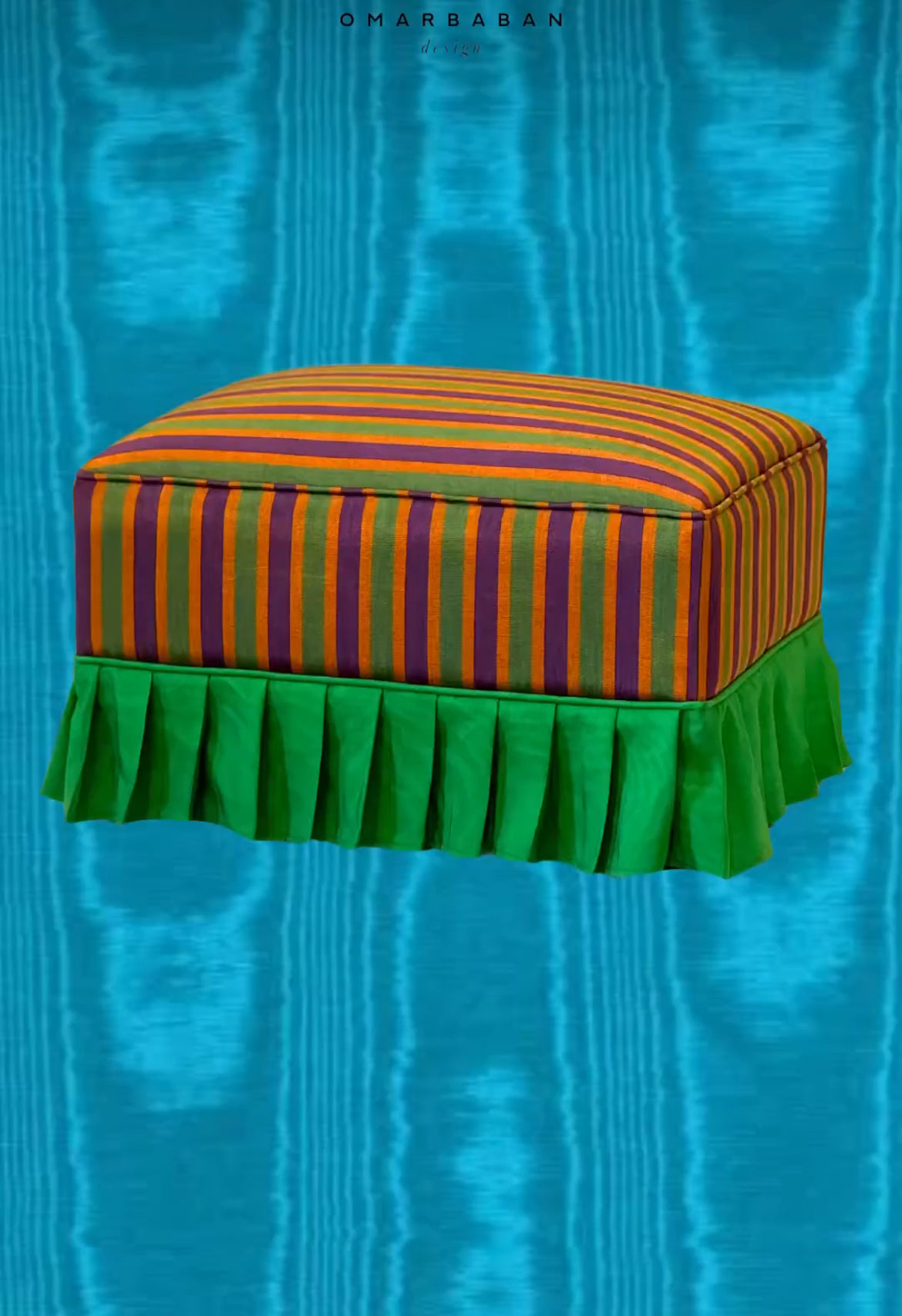 Multi Color Striped Pattern Moiré Fabric By The Yard – Luxurious Silk  For Interior Design & Special Sewing Projects. / 22 inches - 50 cm Width.