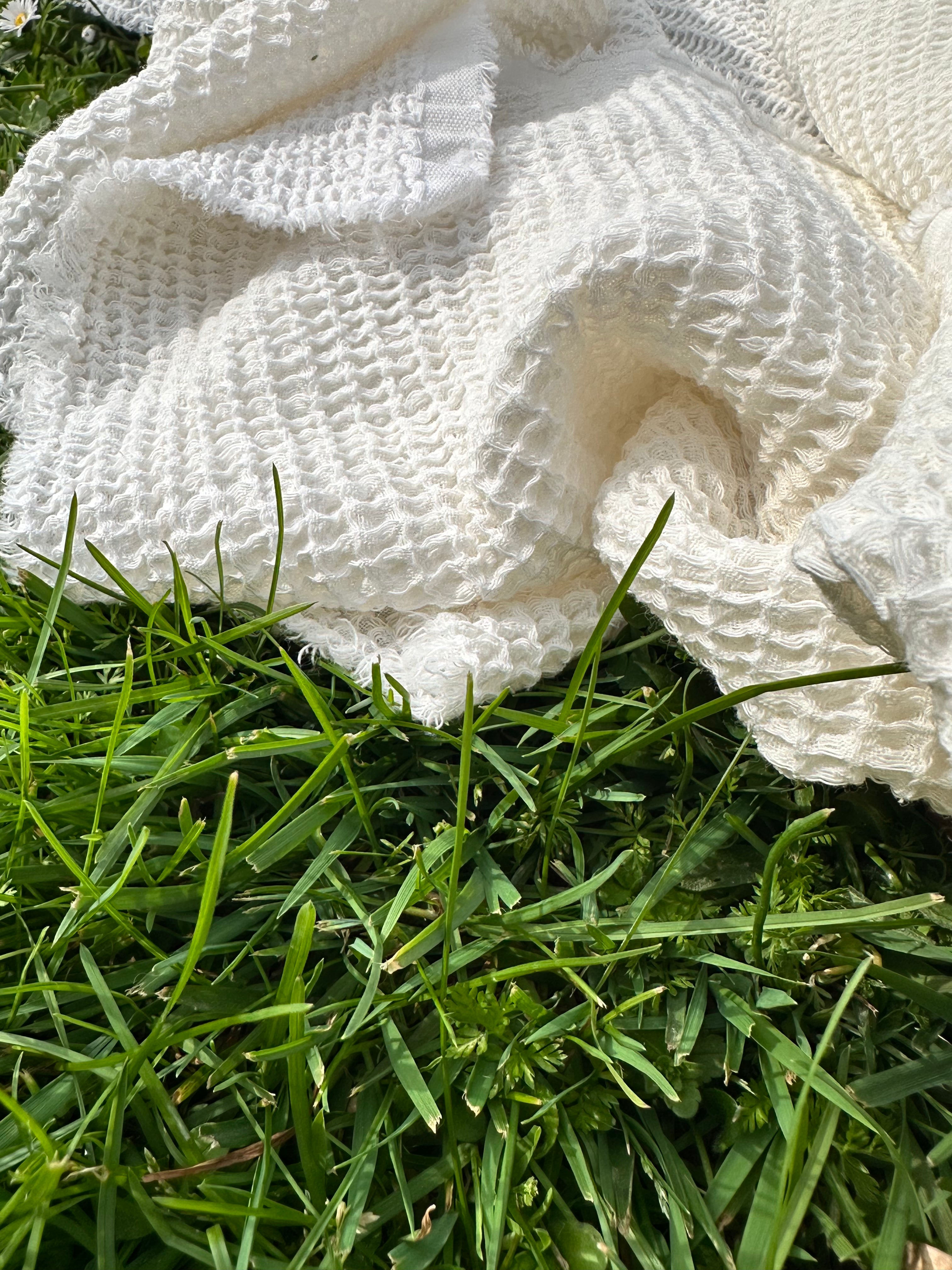 Softened Organic Cotton Waffle Fabric By The Yard.