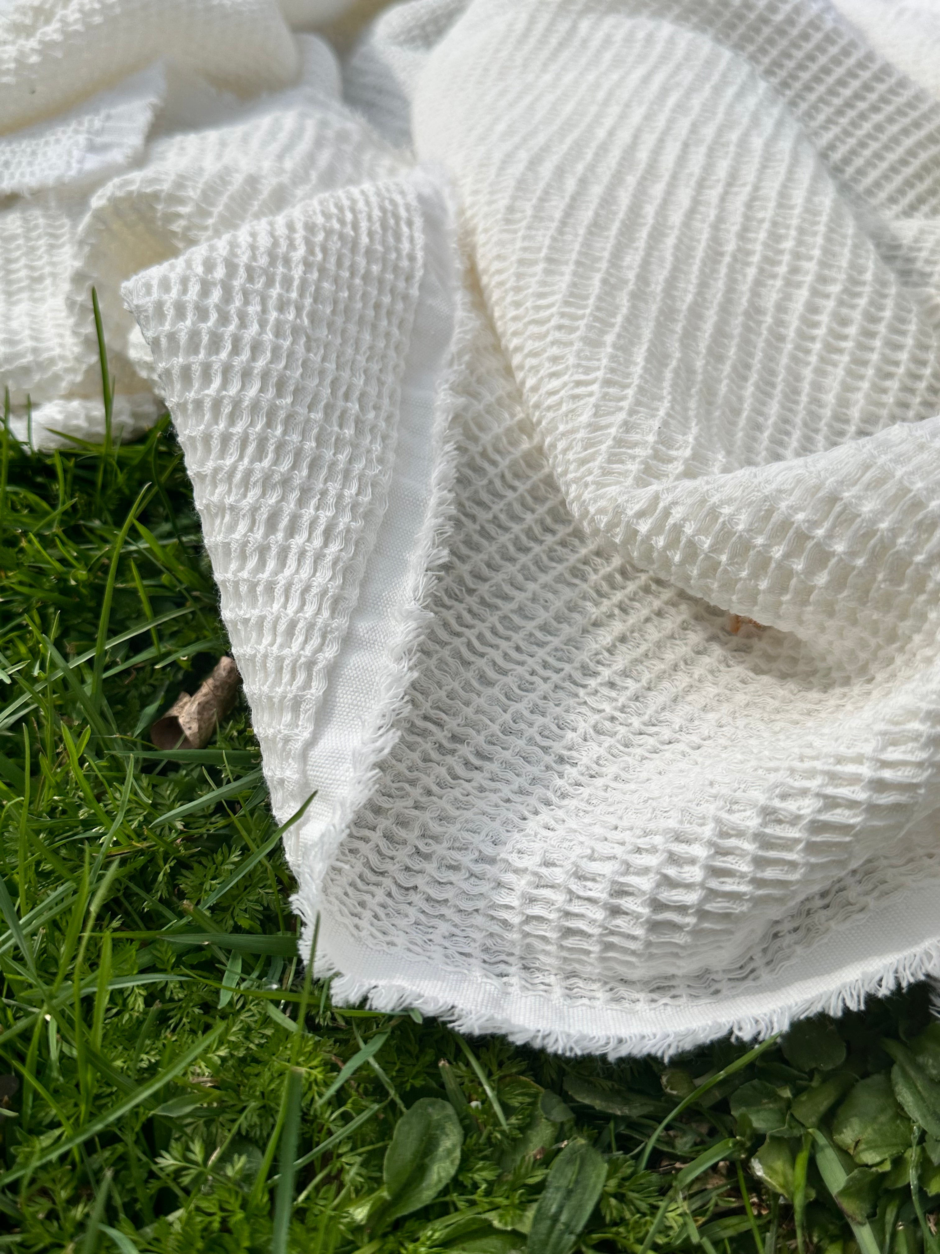 Softened Organic Cotton Waffle Fabric By The Yard.