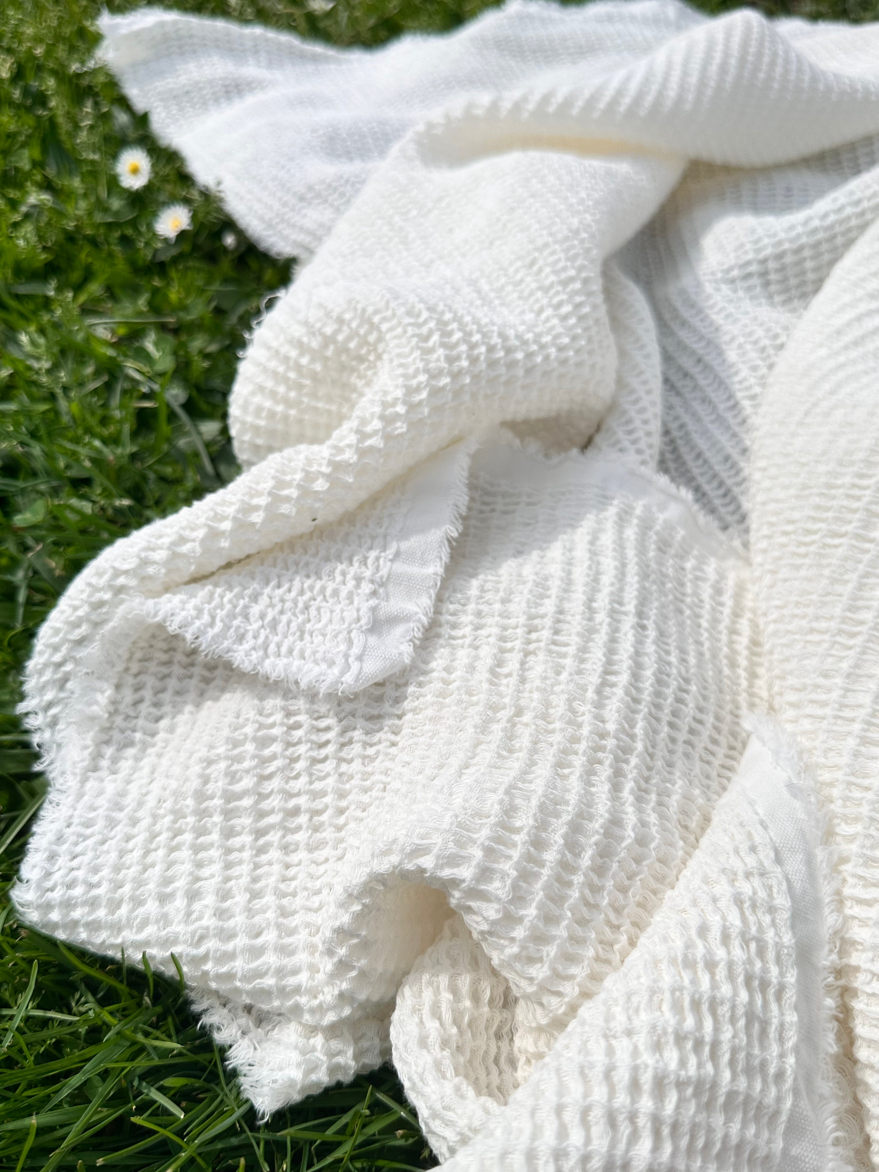 Softened Organic Cotton Waffle Fabric By The Yard.