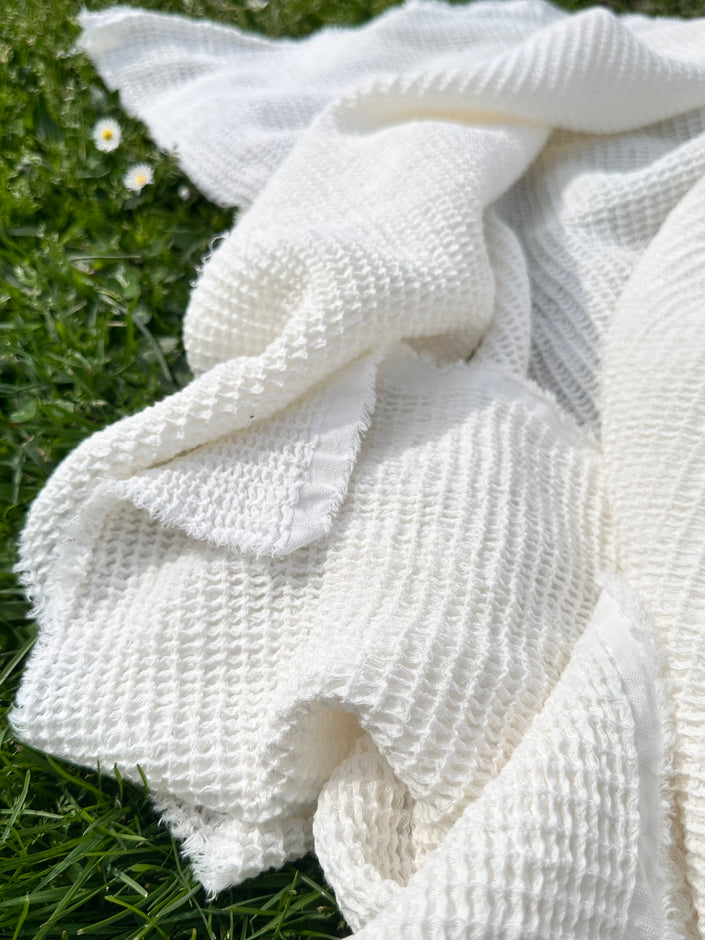 Softened Organic Cotton Waffle Fabric By The Yard.
