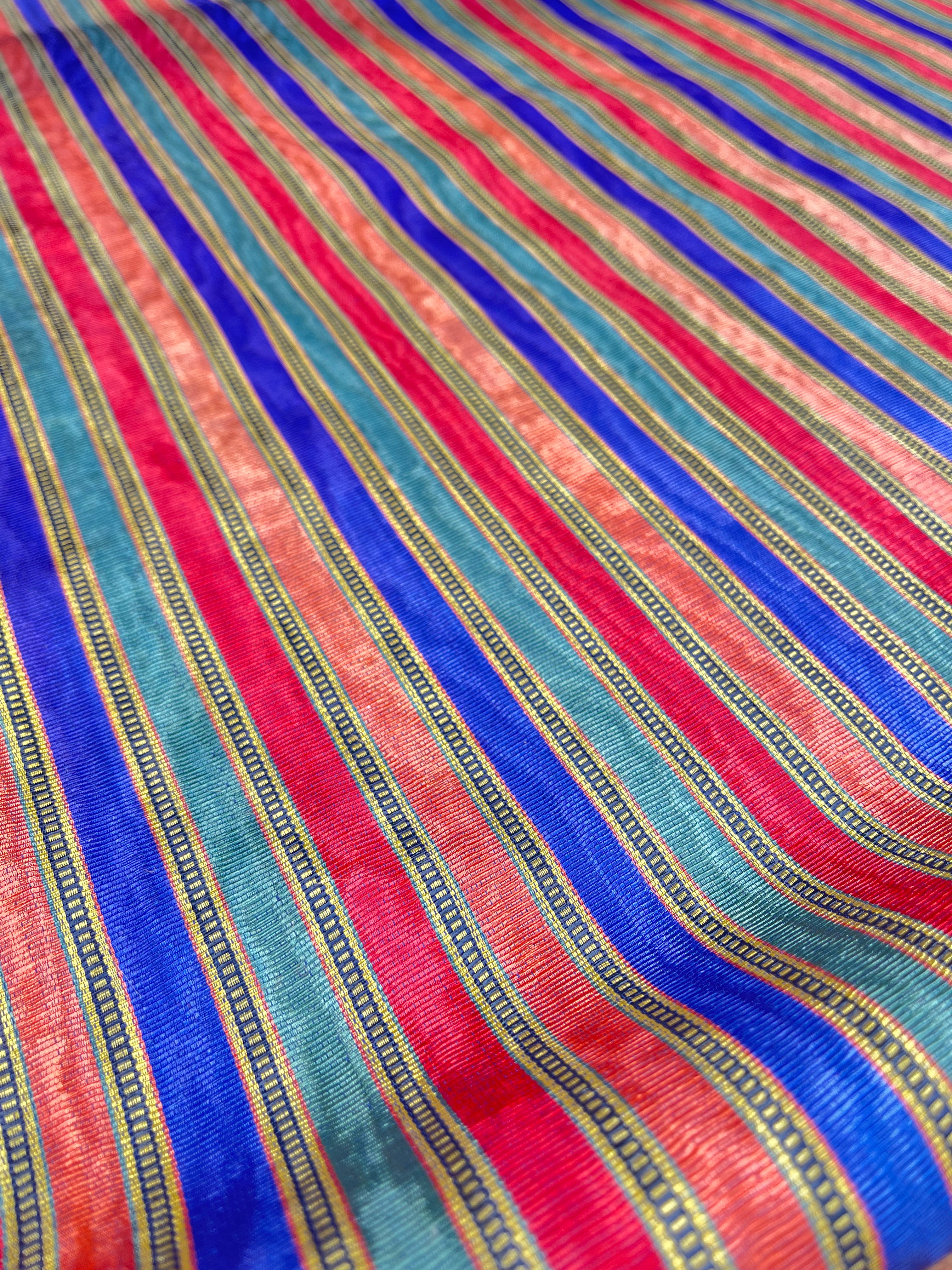 Striped Pattern Moiré Fabric By The Yard – Luxurious Silk For Interior ...