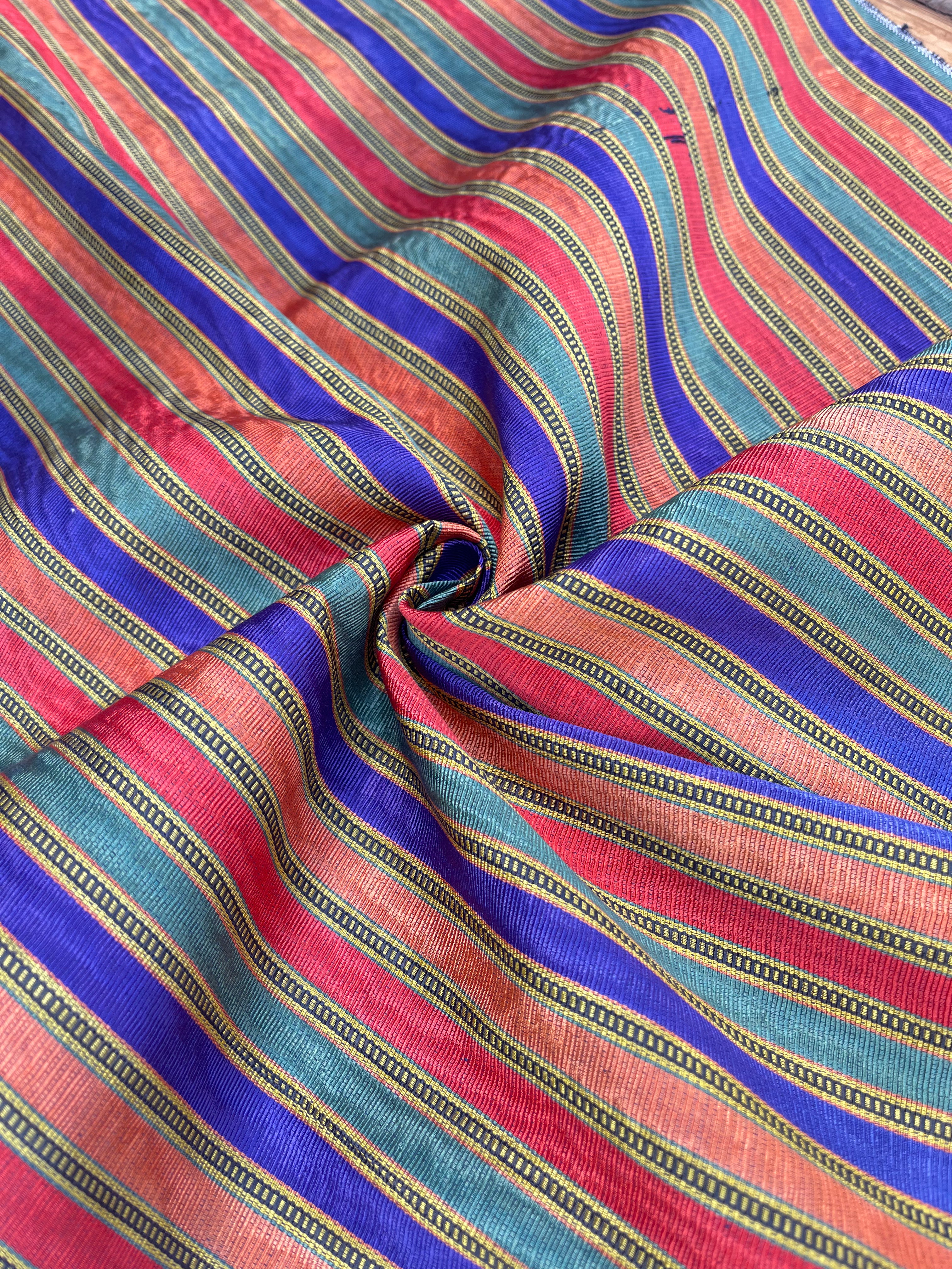 Striped Pattern Moiré Fabric By The Yard – Luxurious Silk For Interior ...