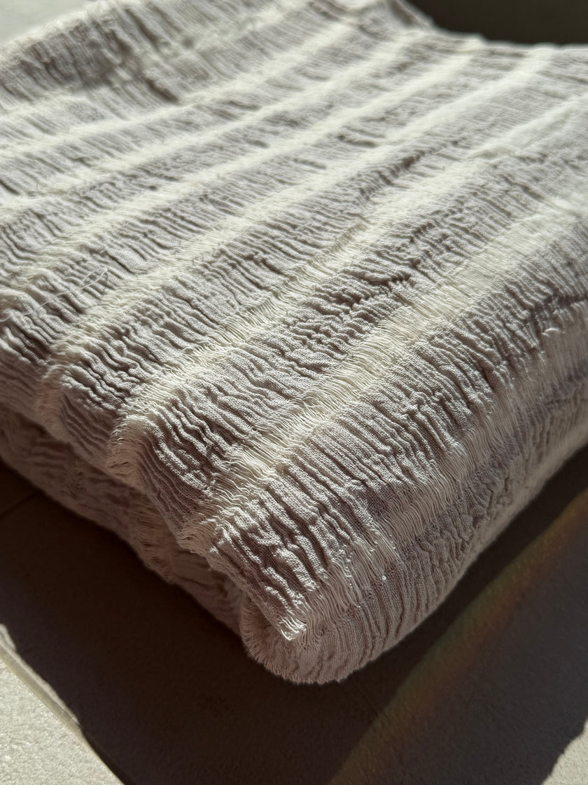 Premium Handwoven Loose Weave Crinkle Cotton Fabric | Resort Wear Textile