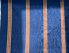 Navy Blue With Striped Pattern Moiré Fabric By The Yard – Luxurious Silk  For Interior Design & Special Sewing Projects. / 24 inches - 60 cm Width