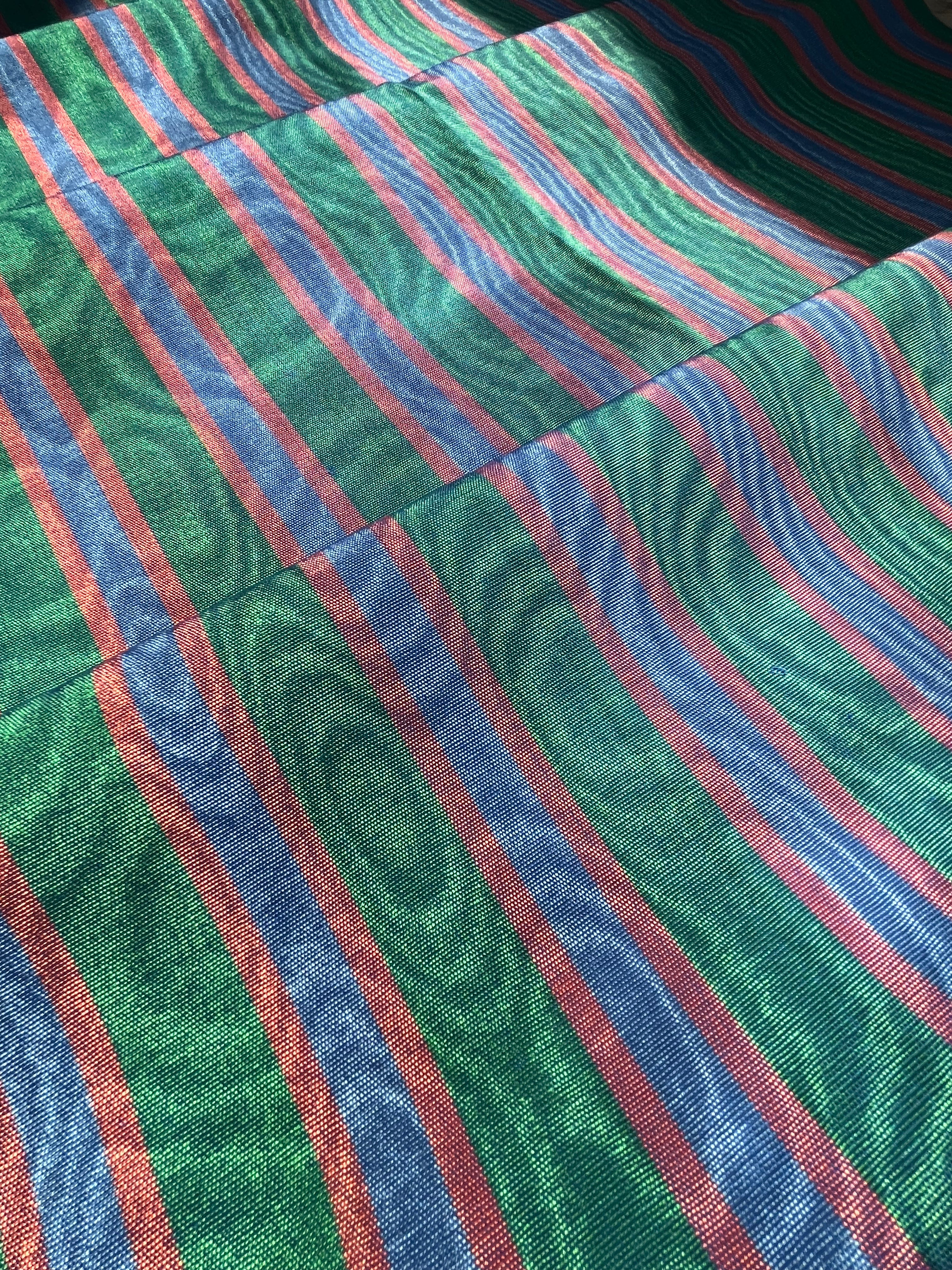 Multi Color Striped Pattern Moiré Fabric By The Yard – Luxurious Silk ...
