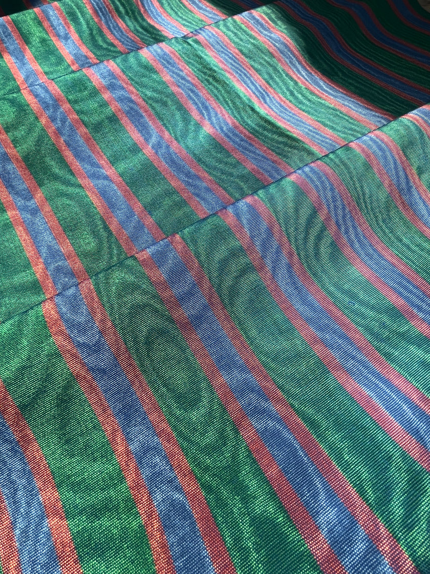 Multi Color Striped Pattern Moiré Fabric By The Yard – Luxurious Silk  For Interior Design & Special Sewing Projects. / 22 inches - 50 cm Width