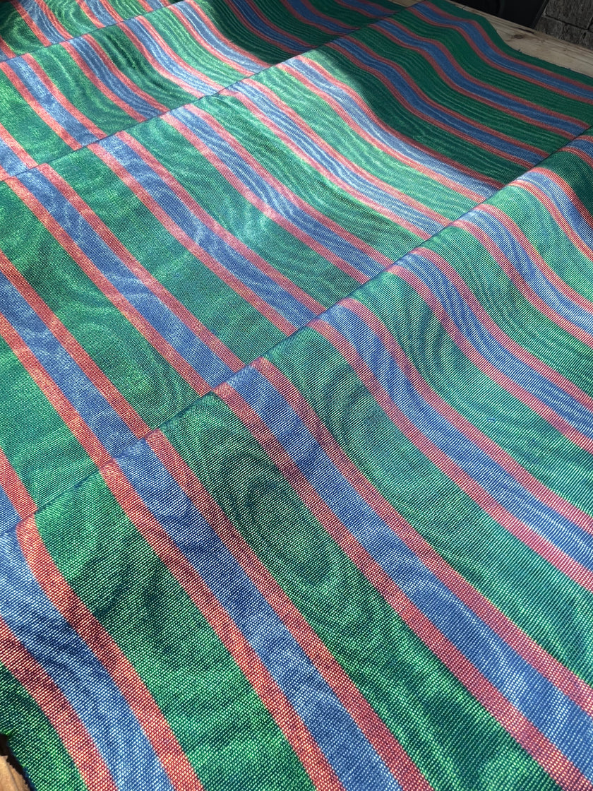 Multi Color Striped Pattern Moiré Fabric By The Yard – Luxurious Silk  For Interior Design & Special Sewing Projects. / 22 inches - 50 cm Width