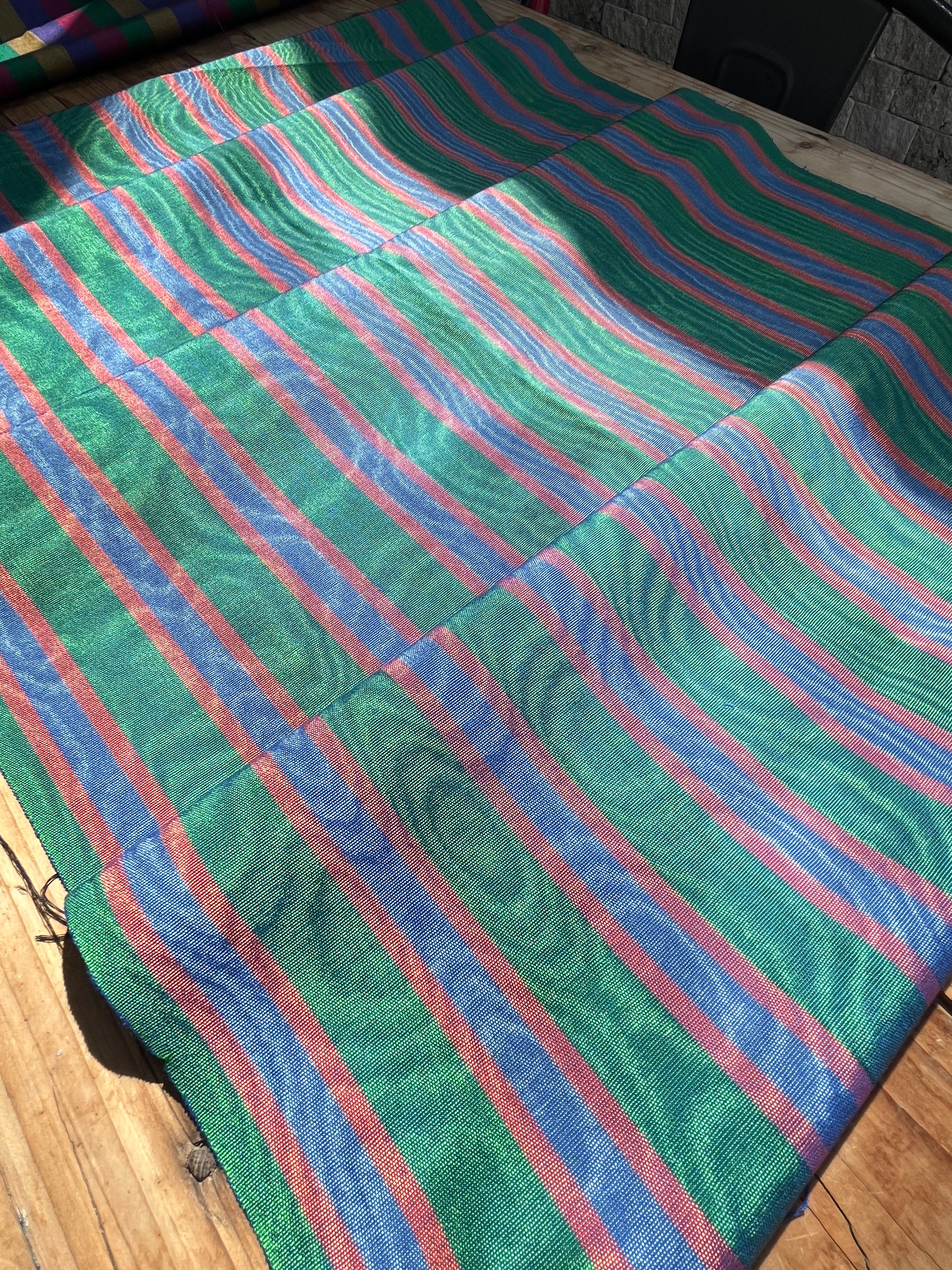 Multi Color Striped Pattern Moiré Fabric By The Yard – Luxurious Silk ...