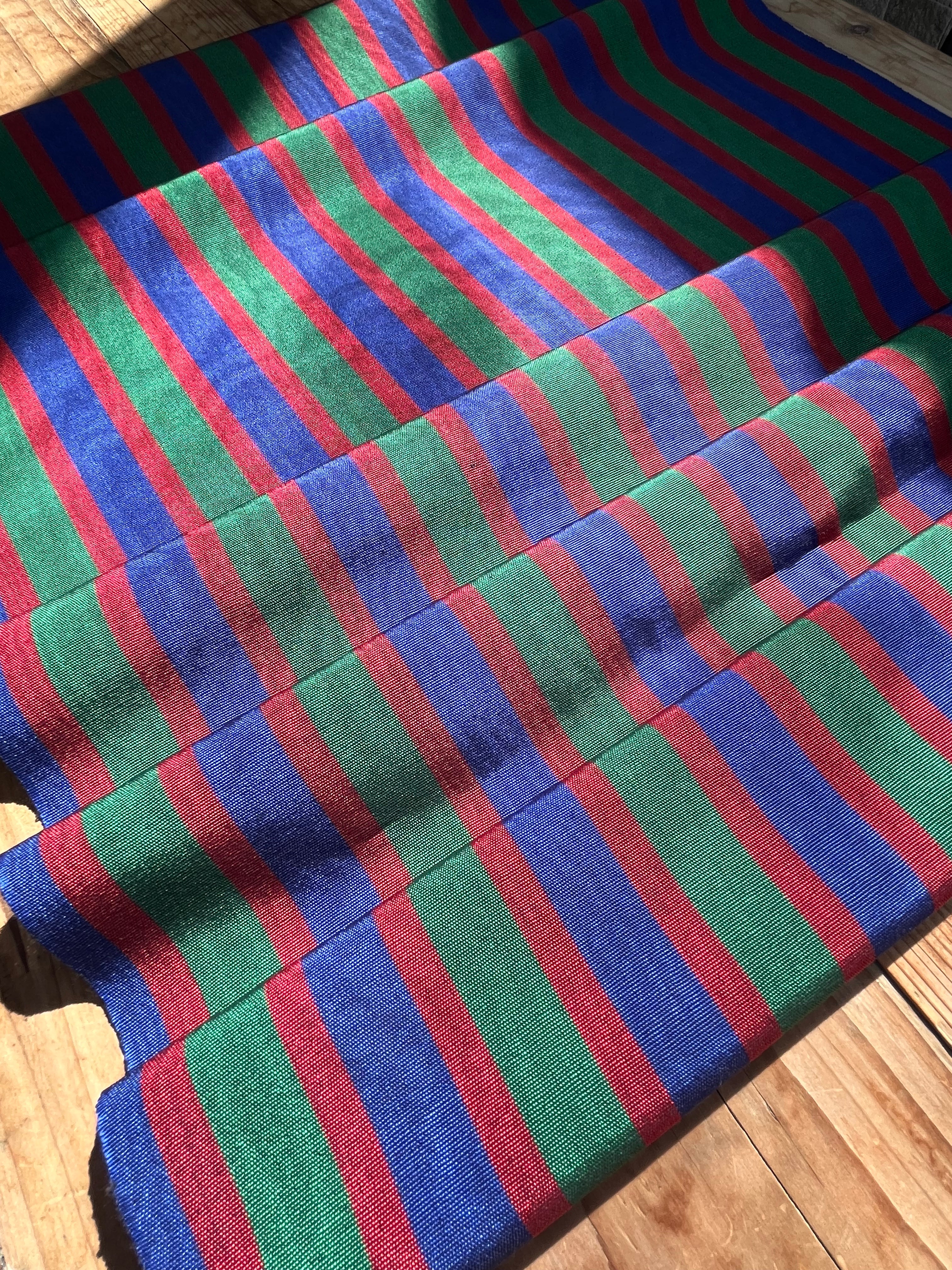 Multi Color Striped Pattern Moiré Fabric By The Yard – Luxurious Silk  For Interior Design & Special Sewing Projects. / 22 inches - 50 cm Width.