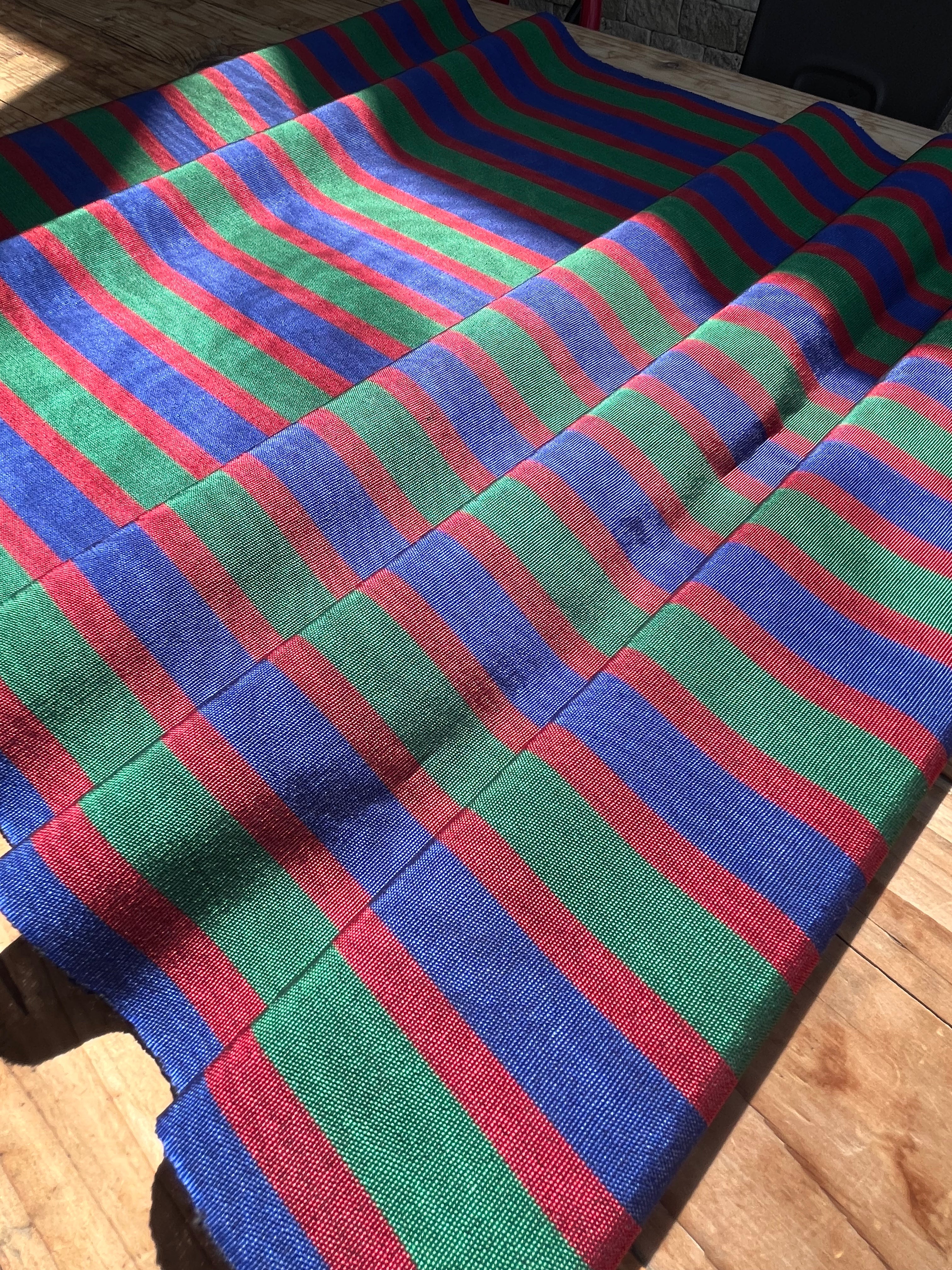 Multi Color Striped Pattern Moiré Fabric By The Yard – Luxurious Silk  For Interior Design & Special Sewing Projects. / 22 inches - 50 cm Width.