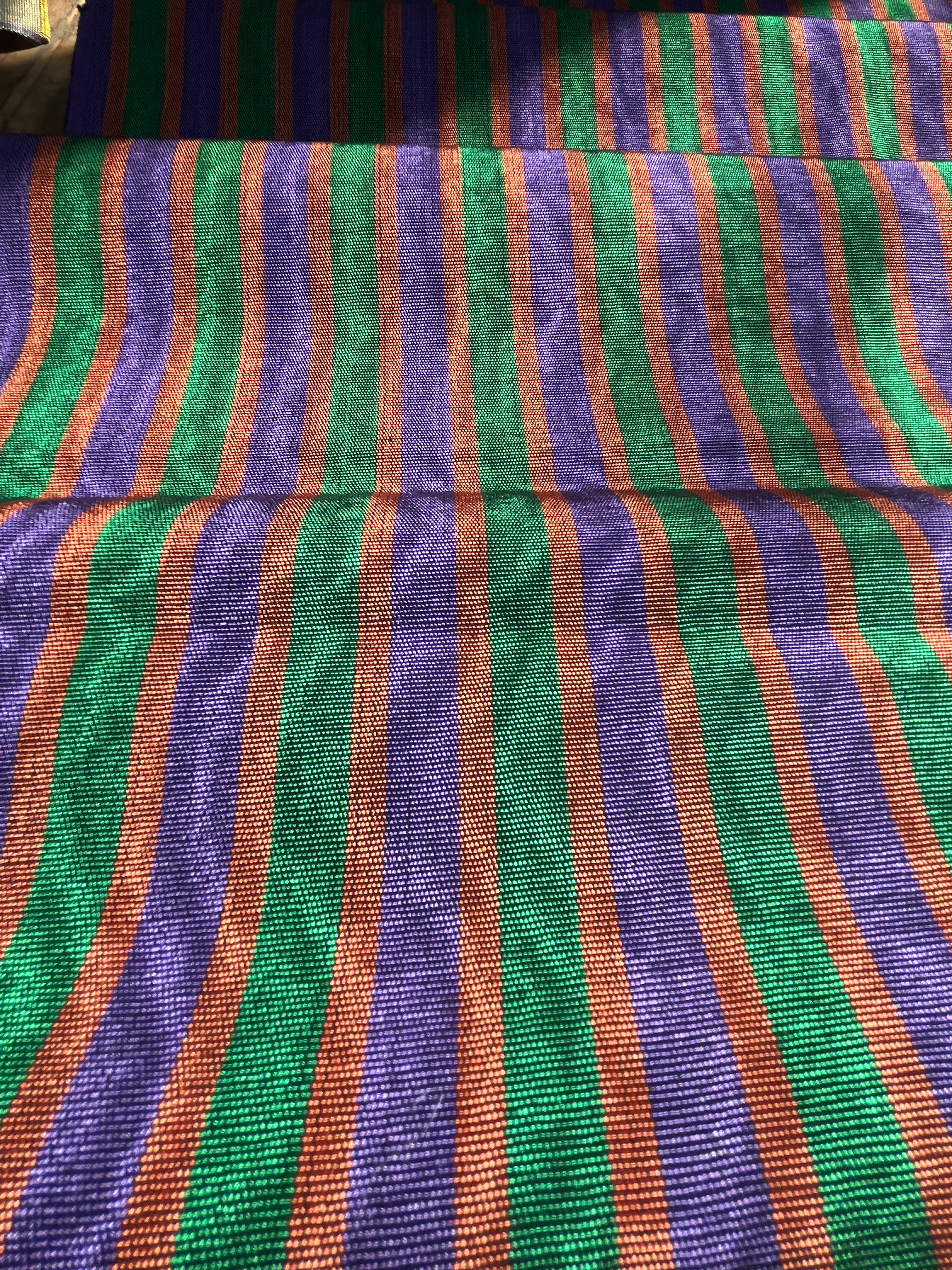 Multi Color Striped Pattern Moiré Fabric By The Yard – Luxurious Silk  For Interior Design & Special Sewing Projects. / 22 inches - 50 cm Width.