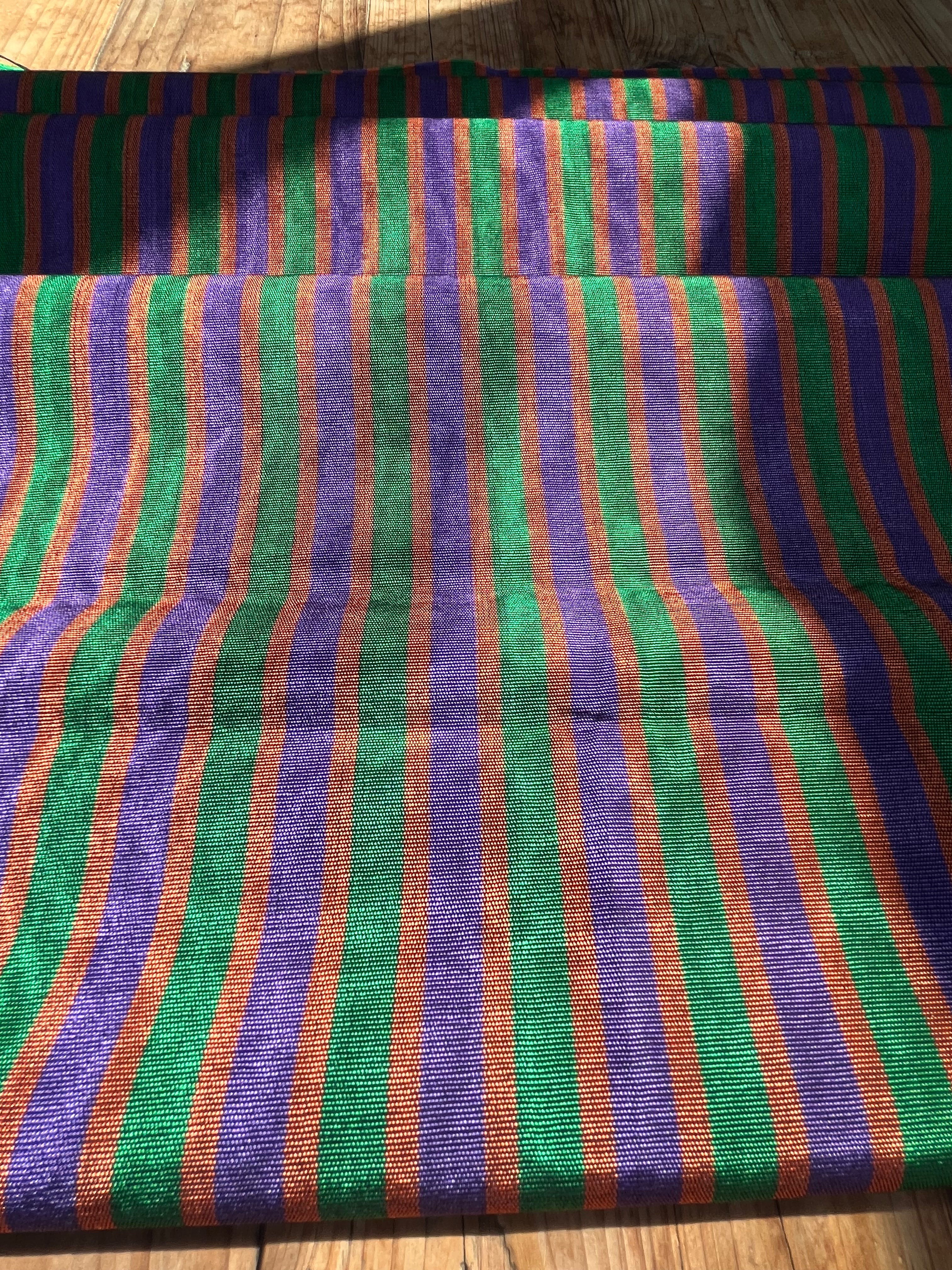 Multi Color Striped Pattern Moiré Fabric By The Yard – Luxurious Silk  For Interior Design & Special Sewing Projects. / 22 inches - 50 cm Width.