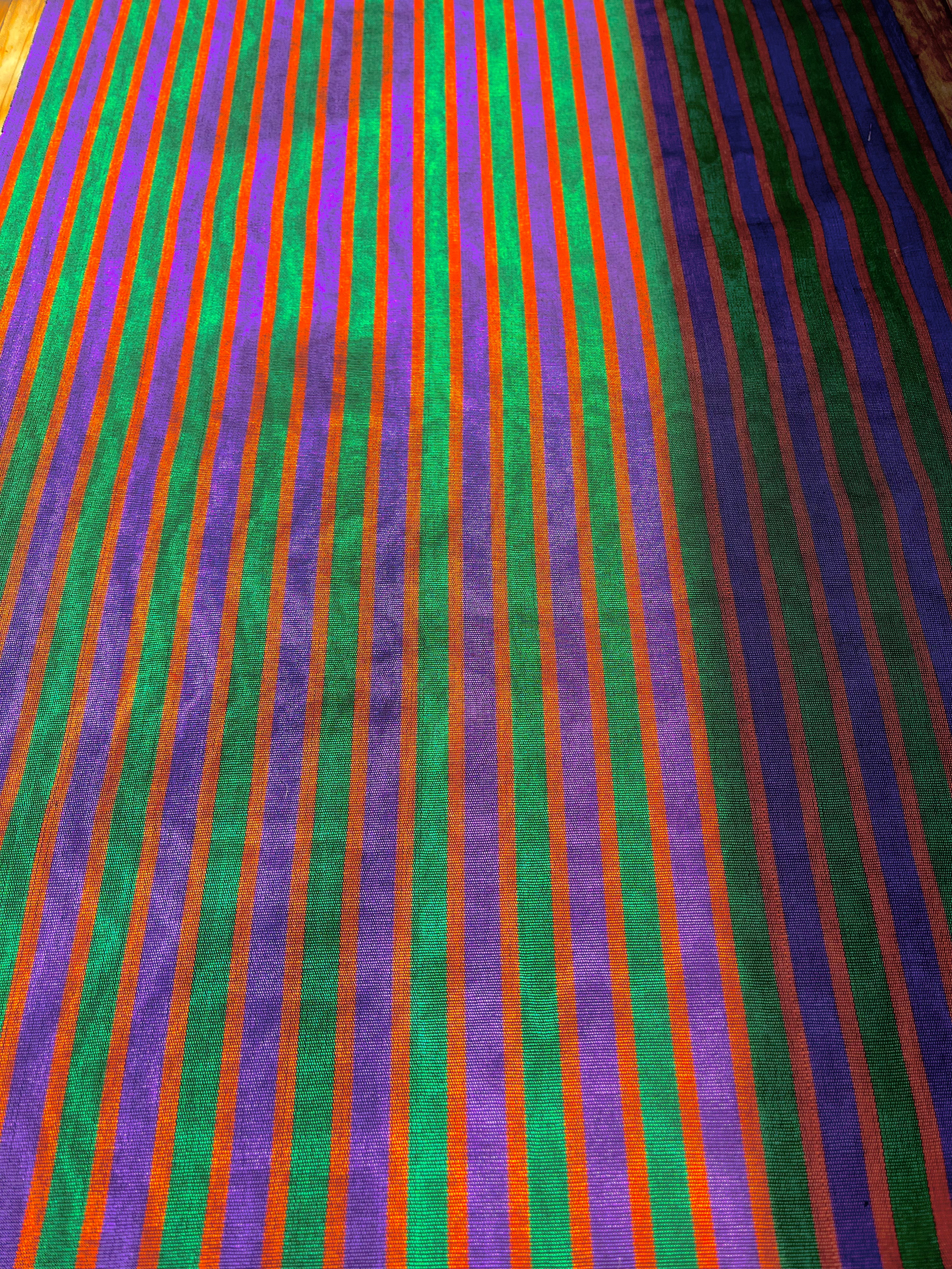 Multi Color Striped Pattern Moiré Fabric By The Yard – Luxurious Silk  For Interior Design & Special Sewing Projects. / 22 inches - 50 cm Width.