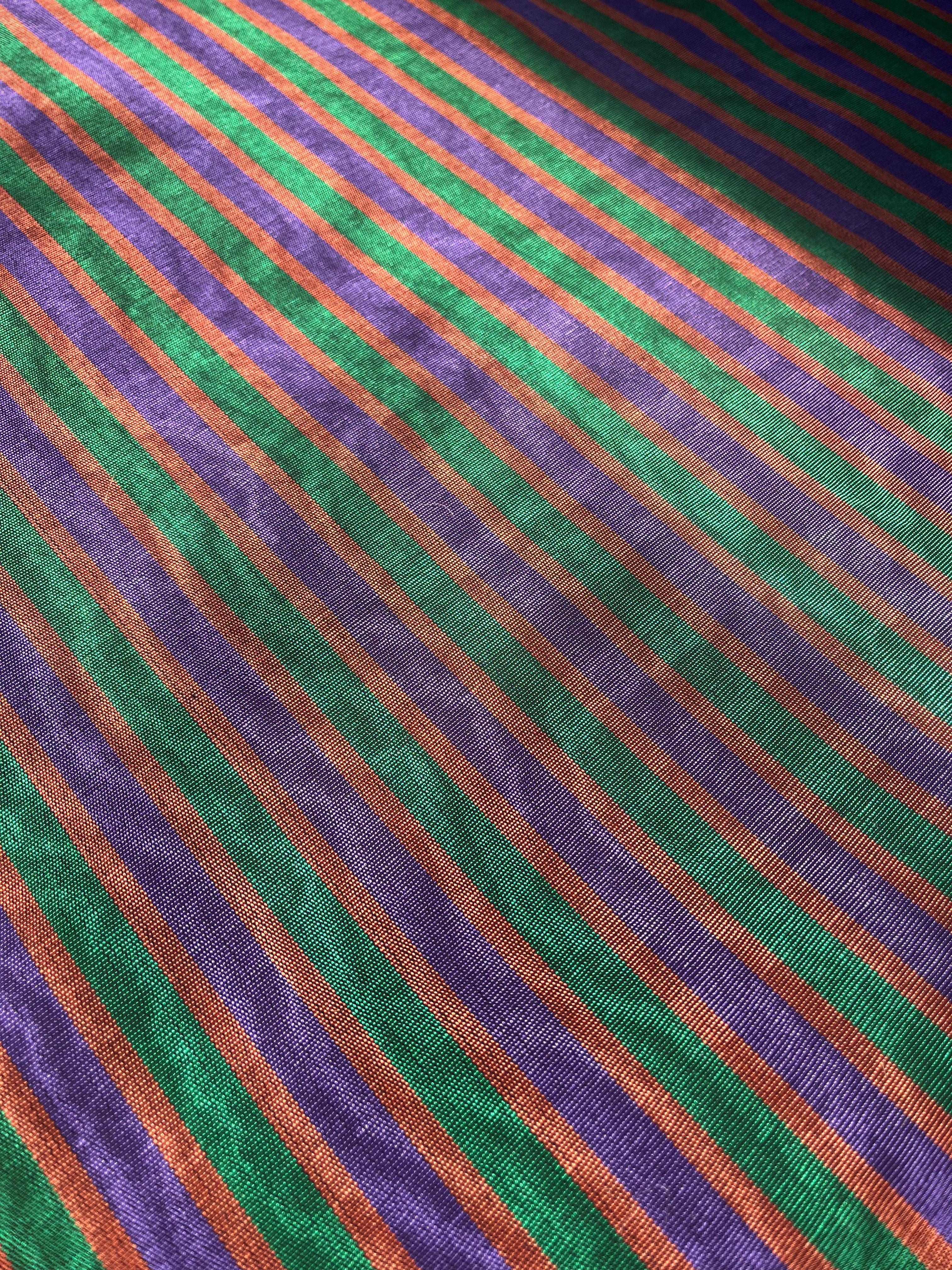 Multi Color Striped Pattern Moiré Fabric By The Yard – Luxurious Silk  For Interior Design & Special Sewing Projects. / 22 inches - 50 cm Width.