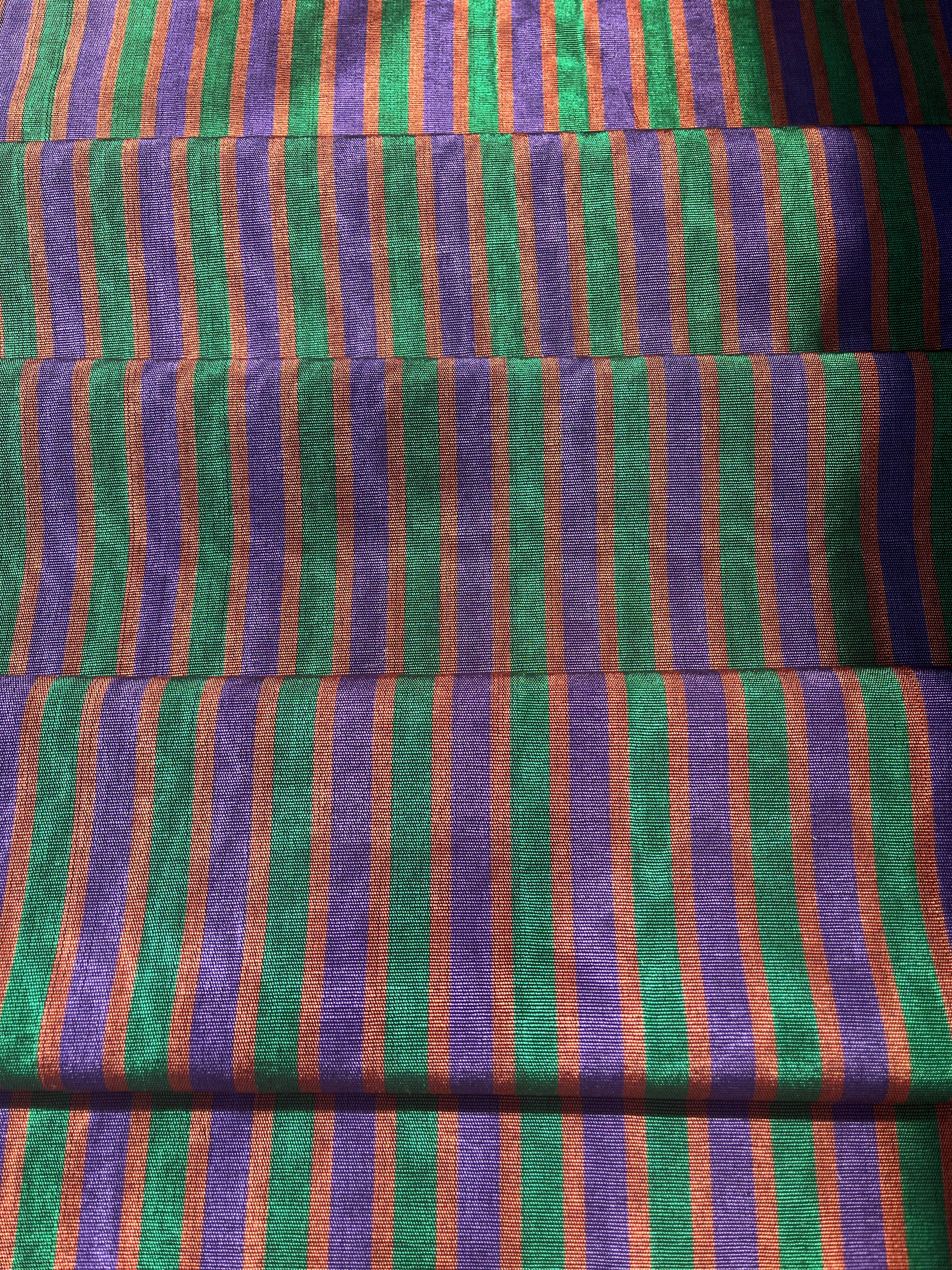 Multi Color Striped Pattern Moiré Fabric By The Yard – Luxurious Silk  For Interior Design & Special Sewing Projects. / 22 inches - 50 cm Width.