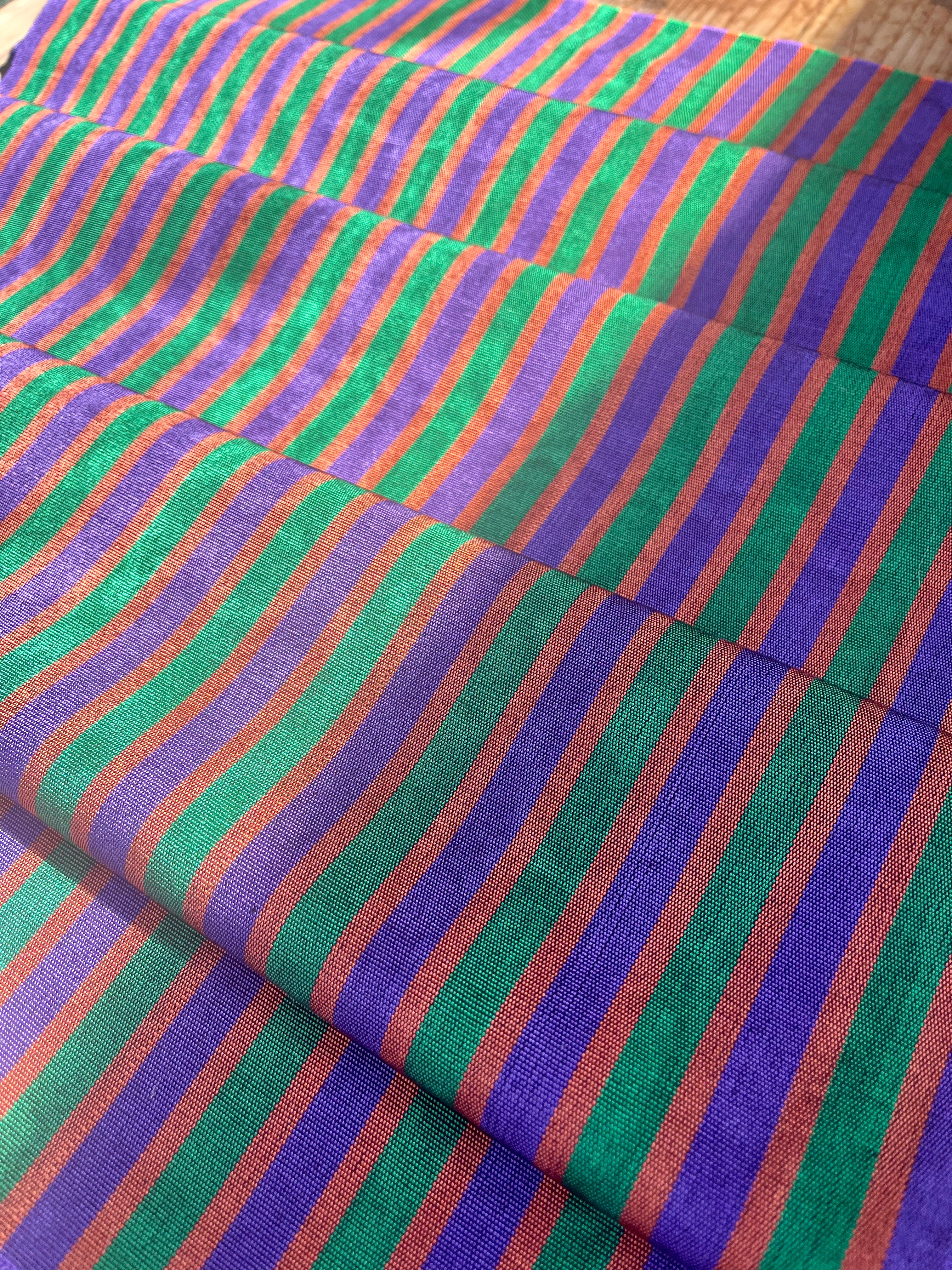 Multi Color Striped Pattern Moiré Fabric By The Yard – Luxurious Silk  For Interior Design & Special Sewing Projects. / 22 inches - 50 cm Width.