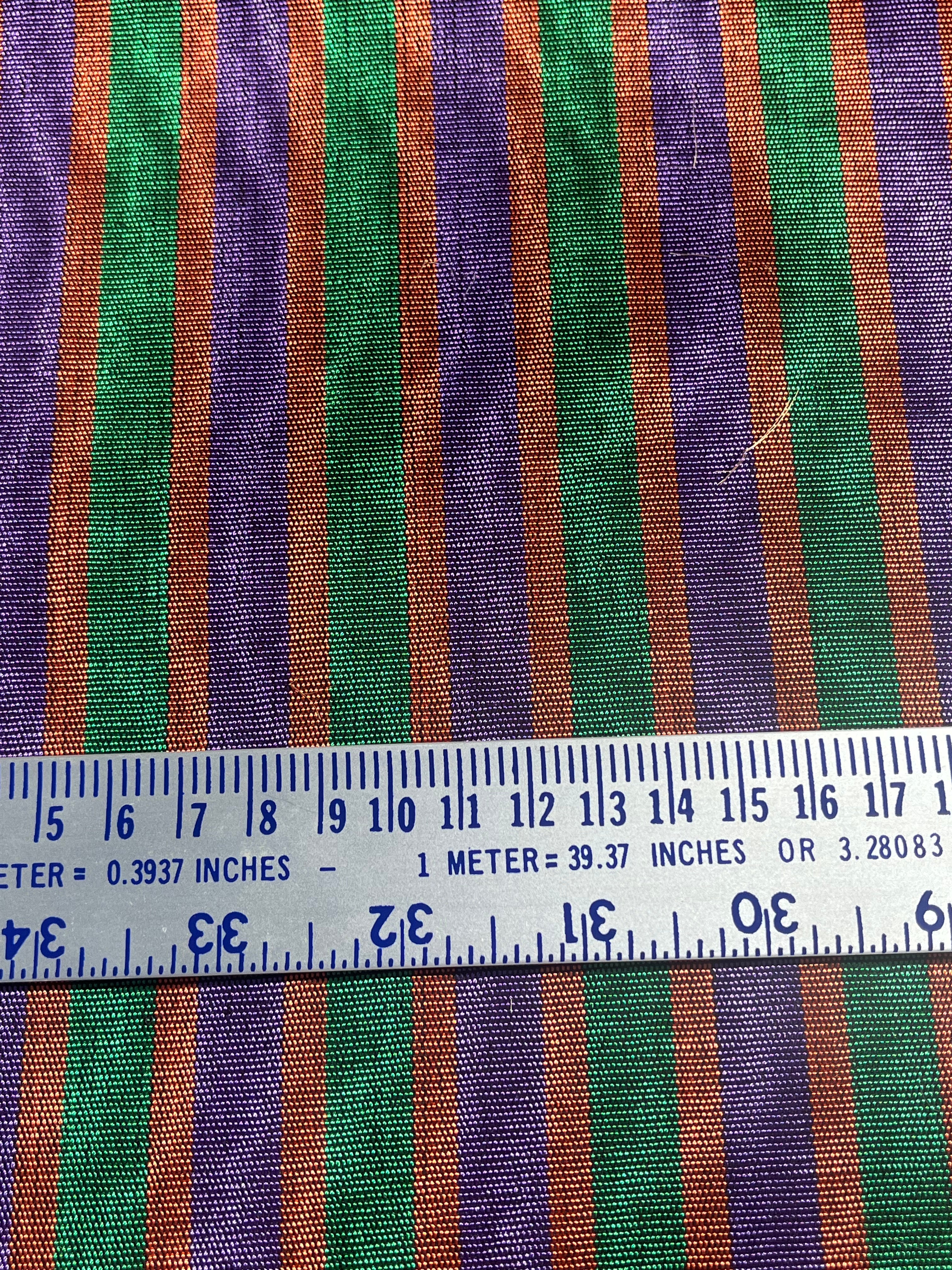 Multi Color Striped Pattern Moiré Fabric By The Yard – Luxurious Silk  For Interior Design & Special Sewing Projects. / 22 inches - 50 cm Width.