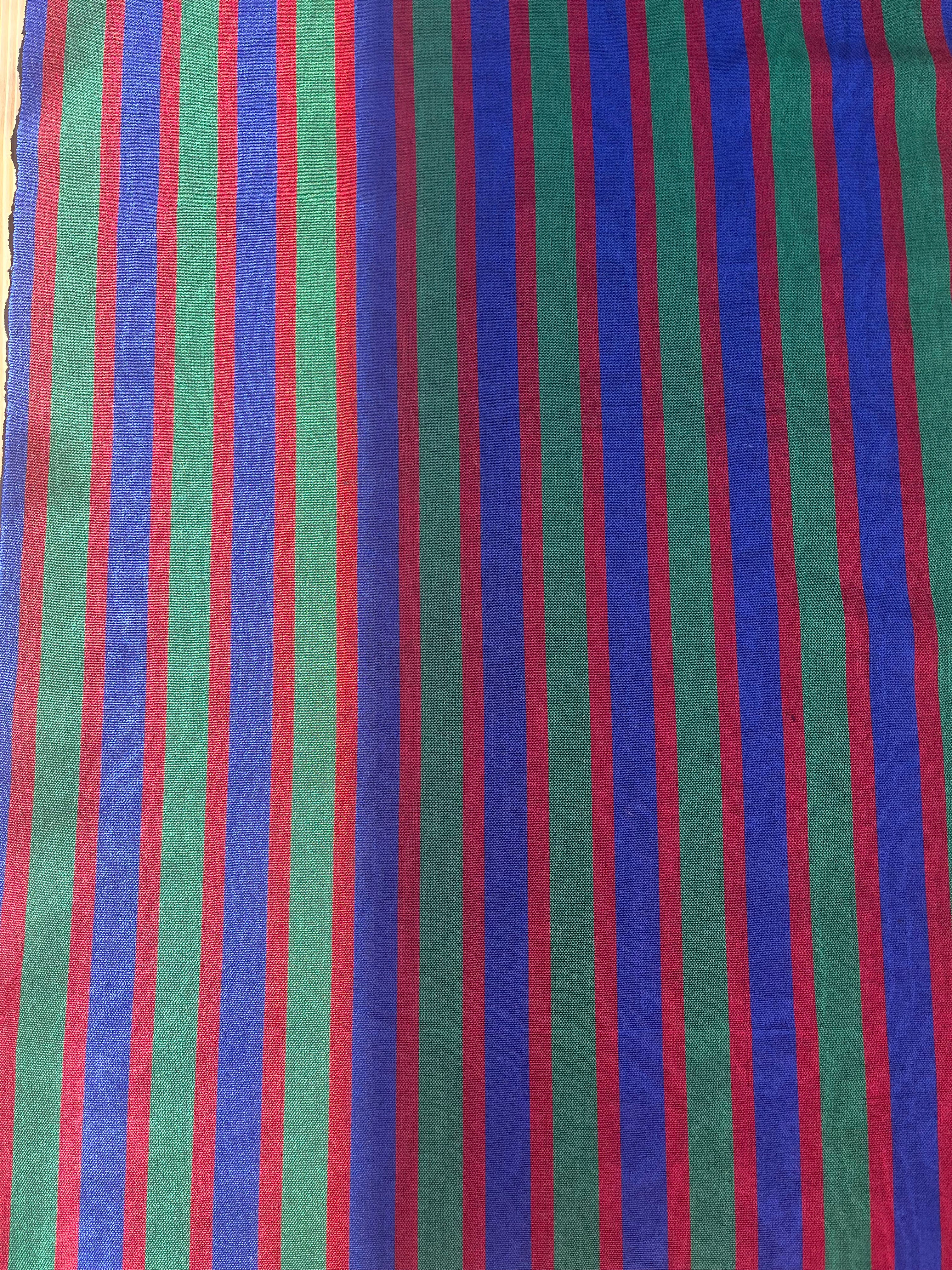 Multi Color Striped Pattern Moiré Fabric By The Yard – Luxurious Silk  For Interior Design & Special Sewing Projects. / 22 inches - 50 cm Width.