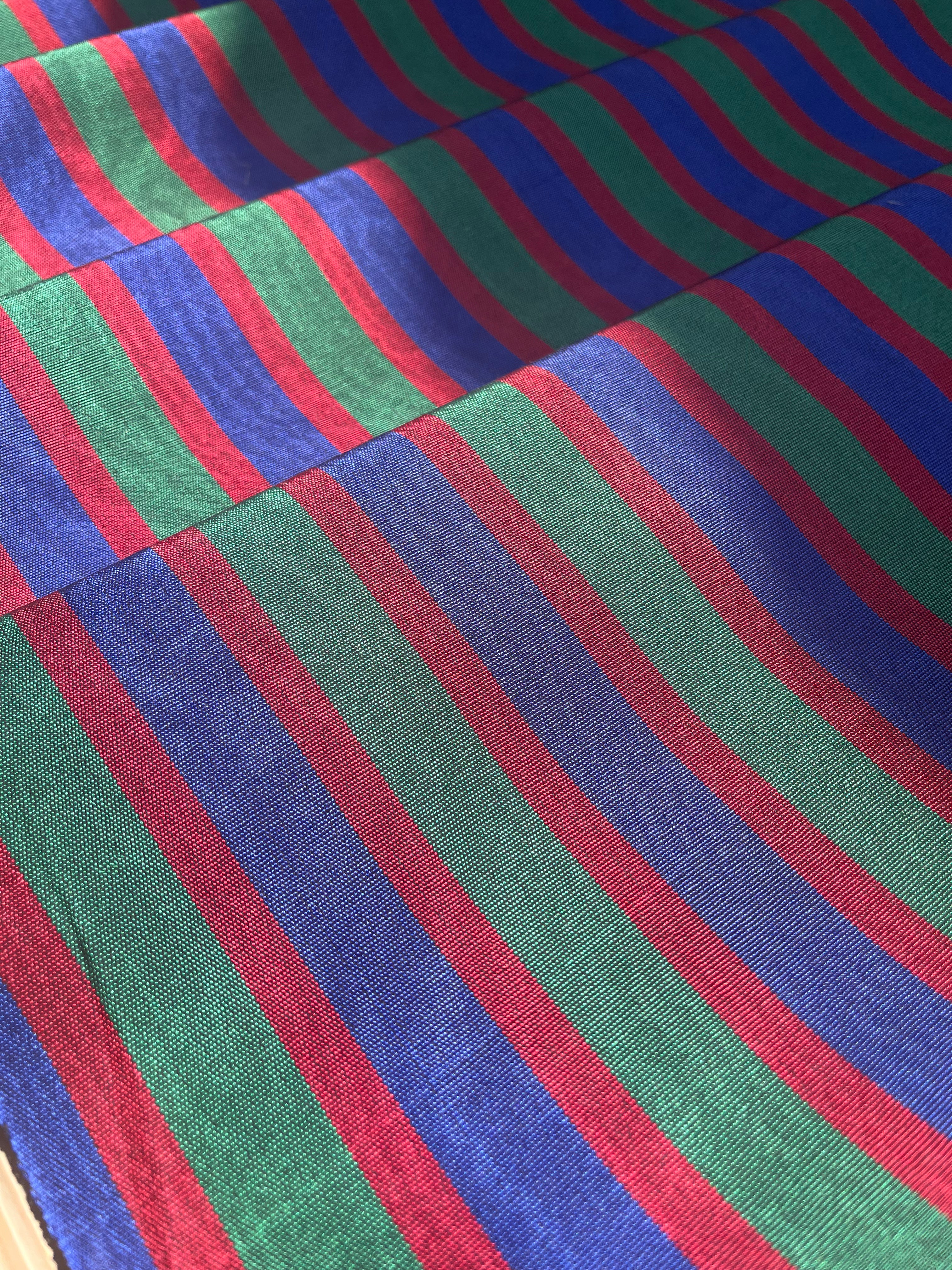 Multi Color Striped Pattern Moiré Fabric By The Yard – Luxurious Silk  For Interior Design & Special Sewing Projects. / 22 inches - 50 cm Width.
