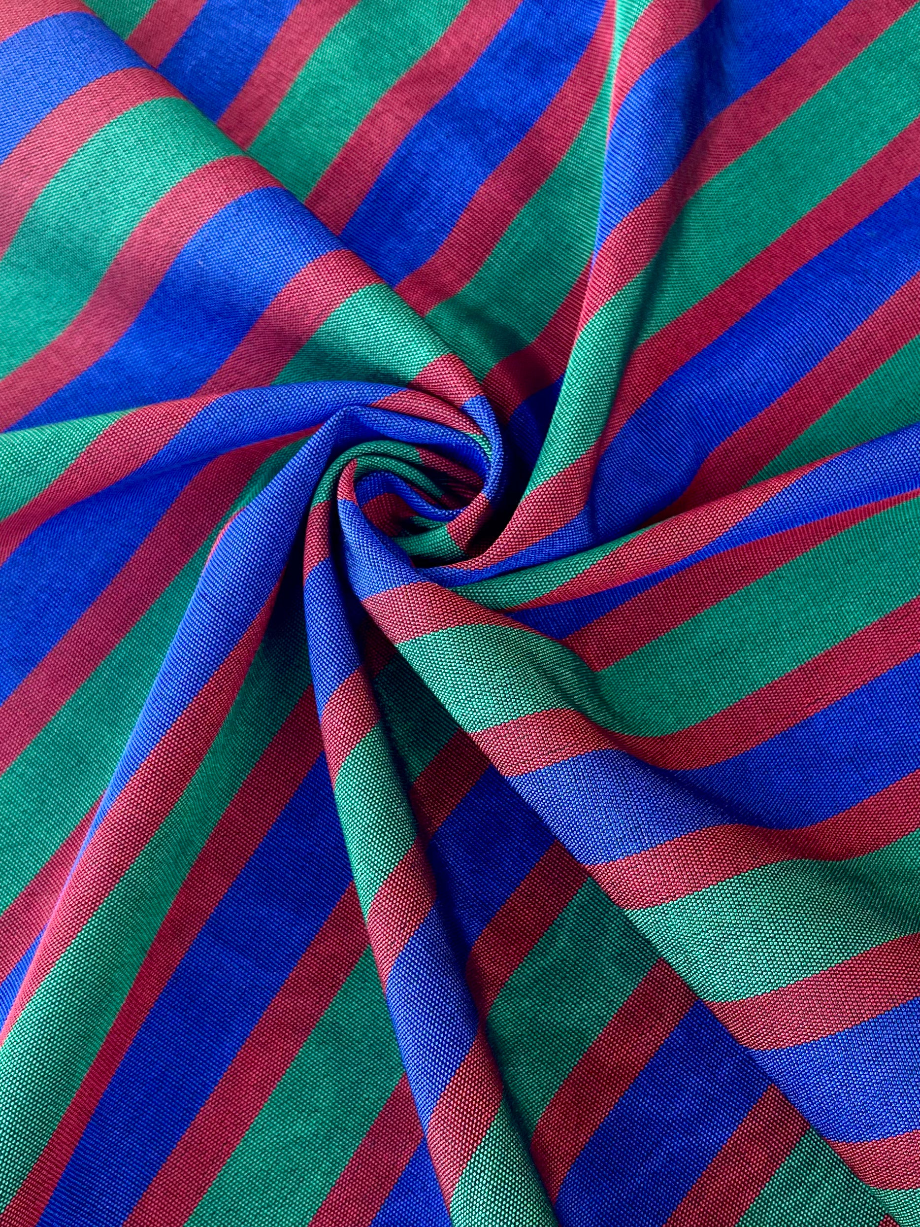 Multi Color Striped Pattern Moiré Fabric By The Yard – Luxurious Silk  For Interior Design & Special Sewing Projects. / 22 inches - 50 cm Width.