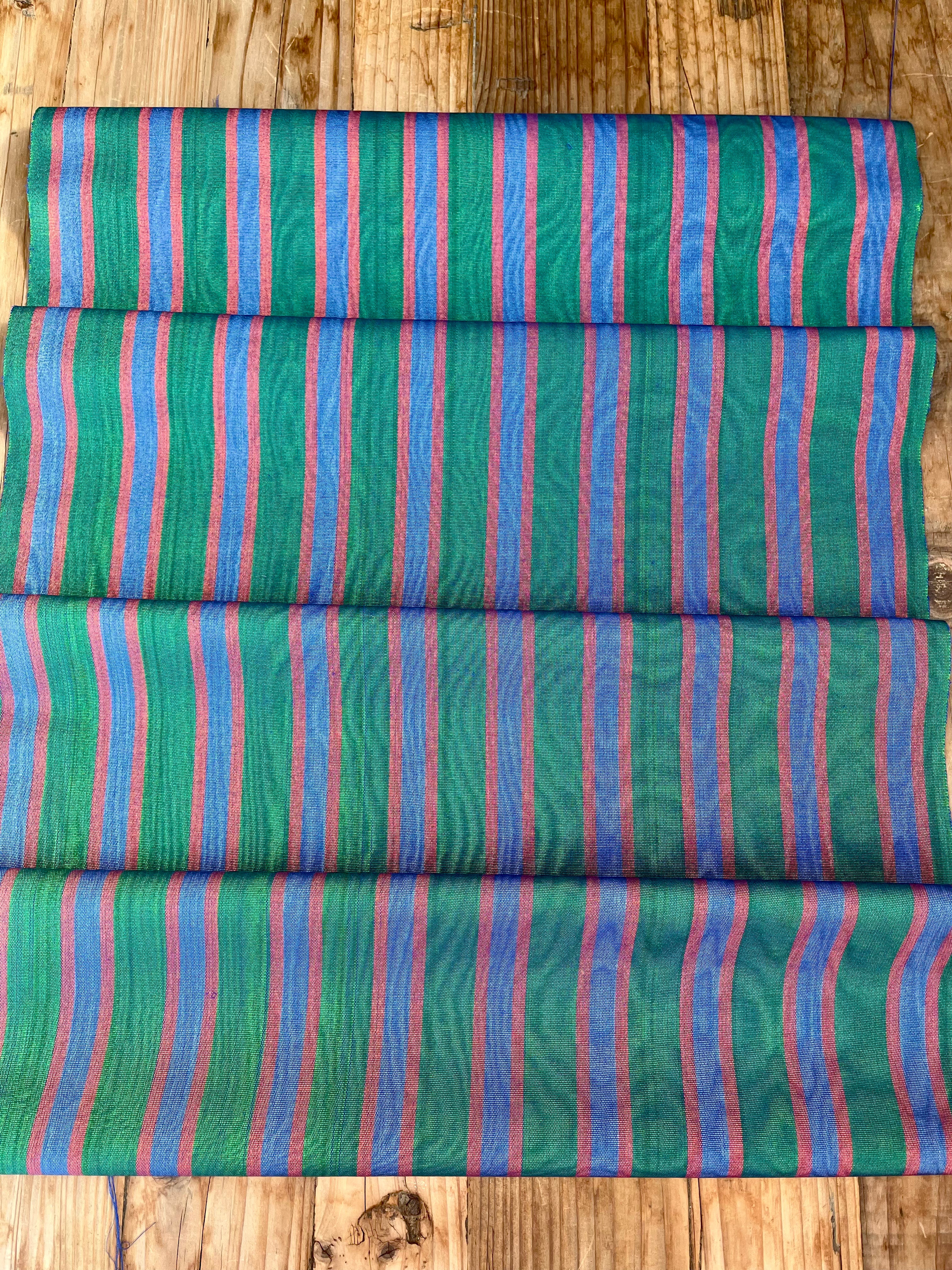 Multi Color Striped Pattern Moiré Fabric By The Yard – Luxurious Silk ...