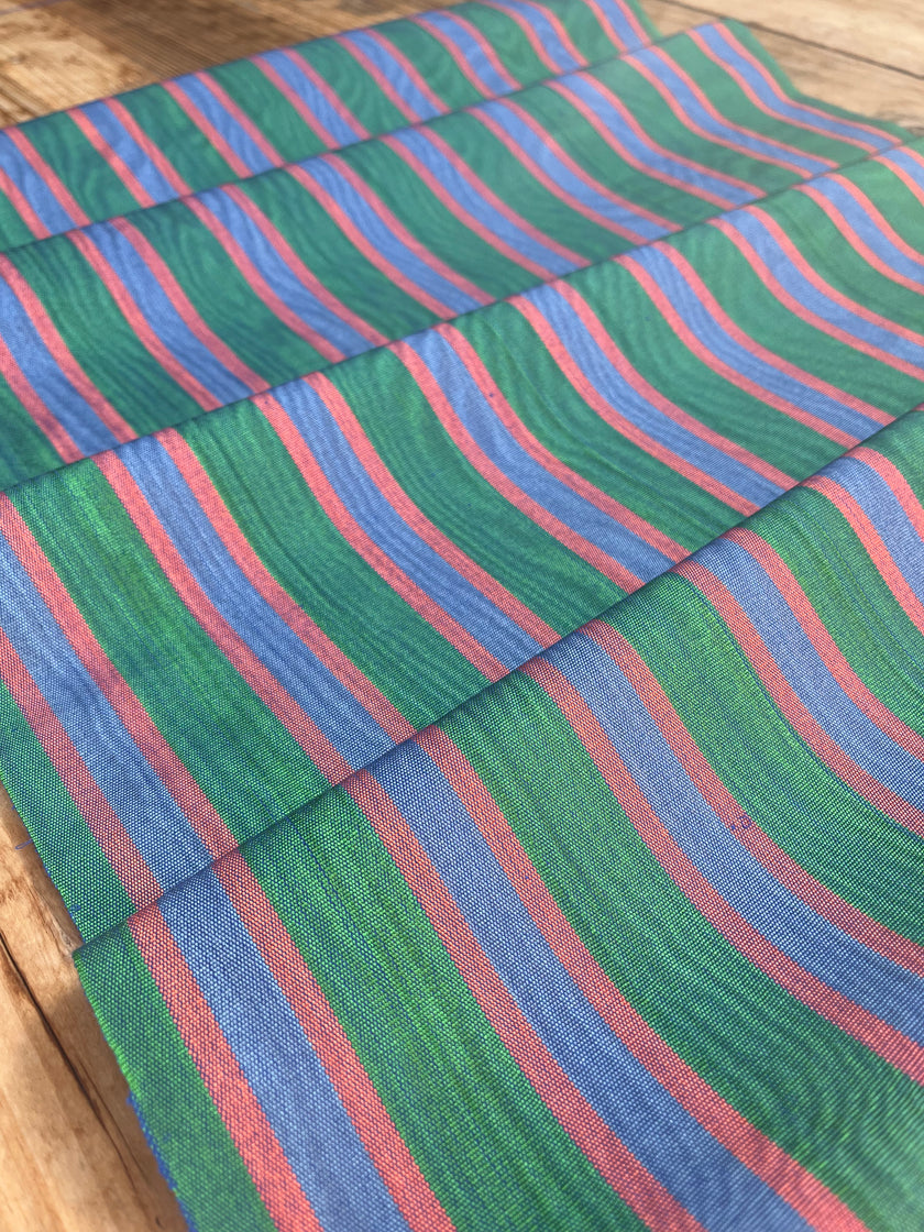 Multi Color Striped Pattern Moiré Fabric By The Yard – Luxurious Silk  For Interior Design & Special Sewing Projects. / 22 inches - 50 cm Width