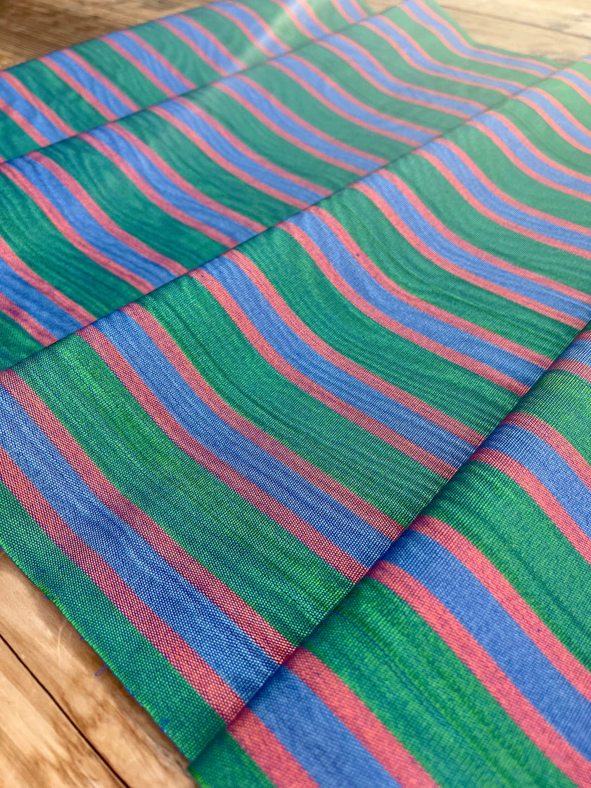 Multi Color Striped Pattern Moiré Fabric By The Yard – Luxurious Silk  For Interior Design & Special Sewing Projects. / 22 inches - 50 cm Width