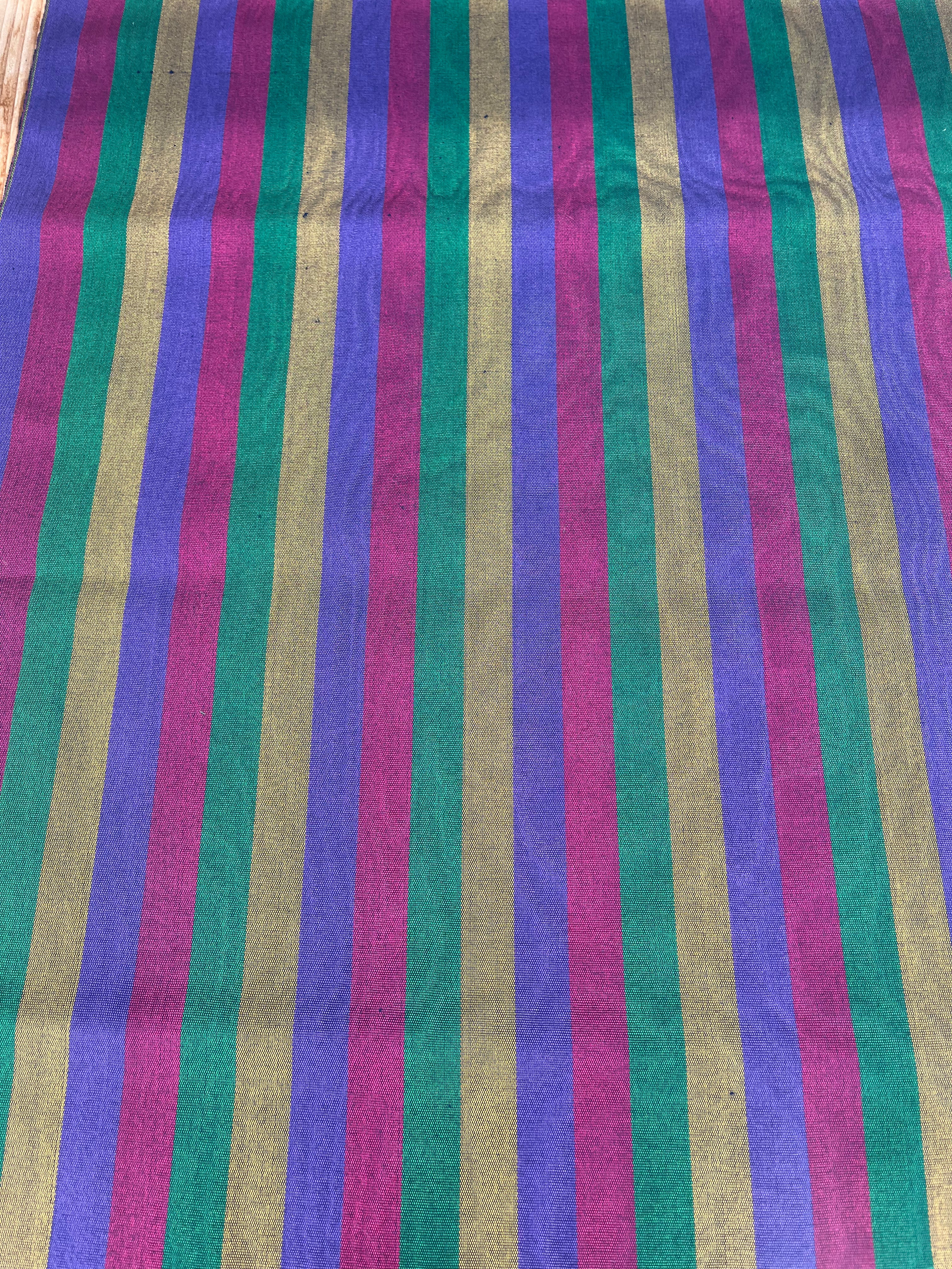 Multi Color Striped Pattern Moiré Fabric By The Yard – Luxurious Silk  For Interior Design & Special Sewing Projects. / 22 inches - 50 cm Width.