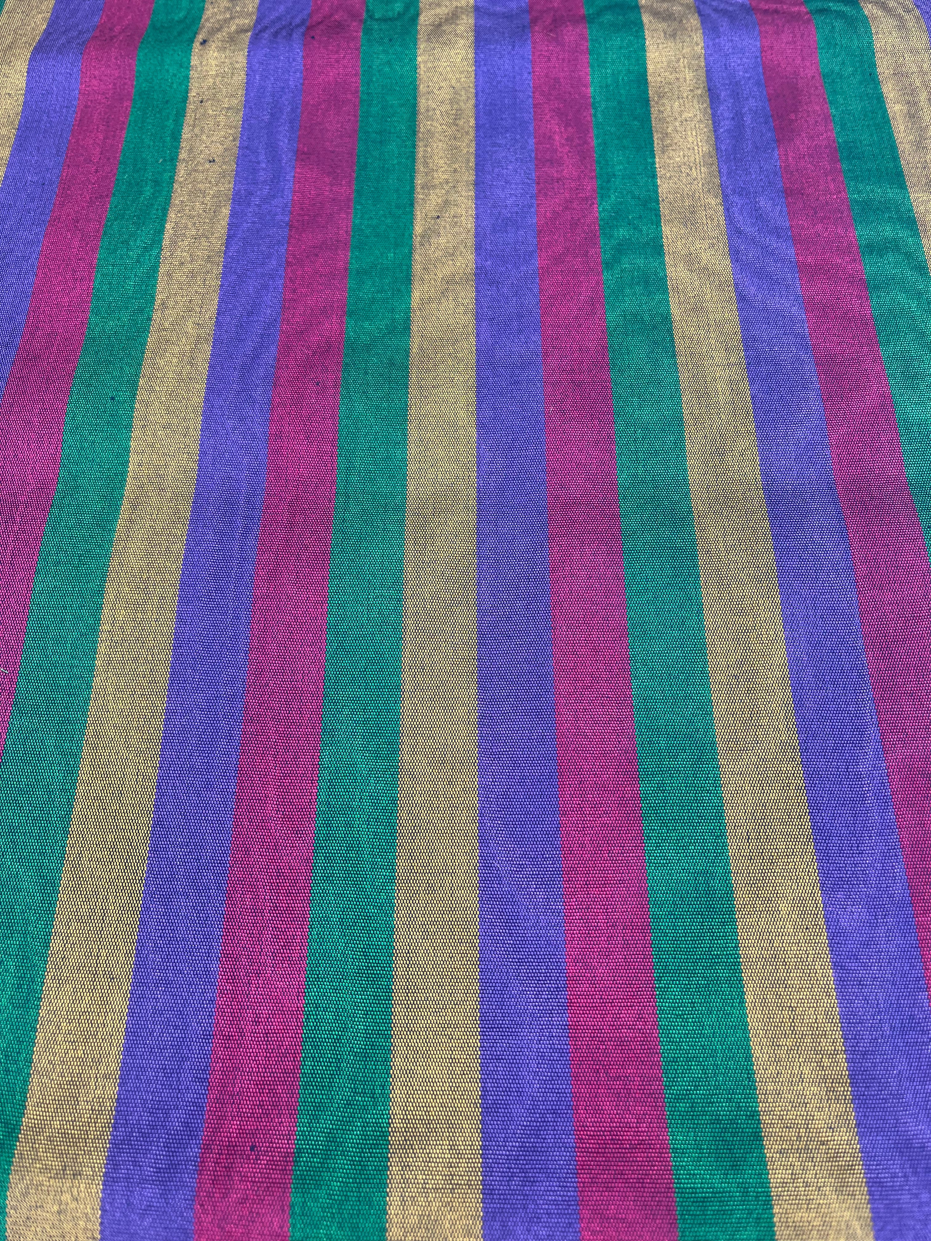 Multi Color Striped Pattern Moiré Fabric By The Yard – Luxurious Silk  For Interior Design & Special Sewing Projects. / 22 inches - 50 cm Width.