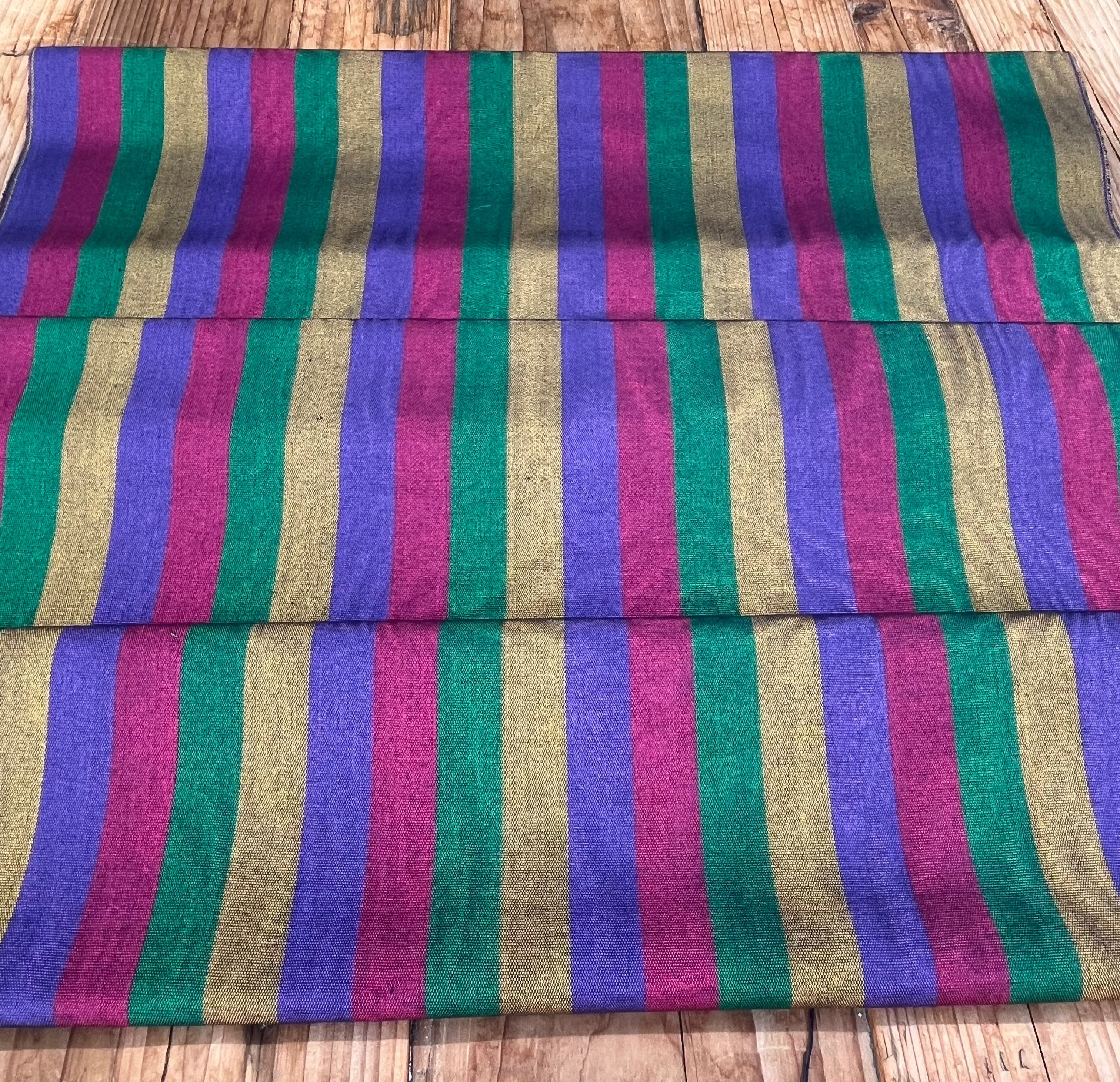Multi Color Striped Pattern Moiré Fabric By The Yard – Luxurious Silk  For Interior Design & Special Sewing Projects. / 22 inches - 50 cm Width.