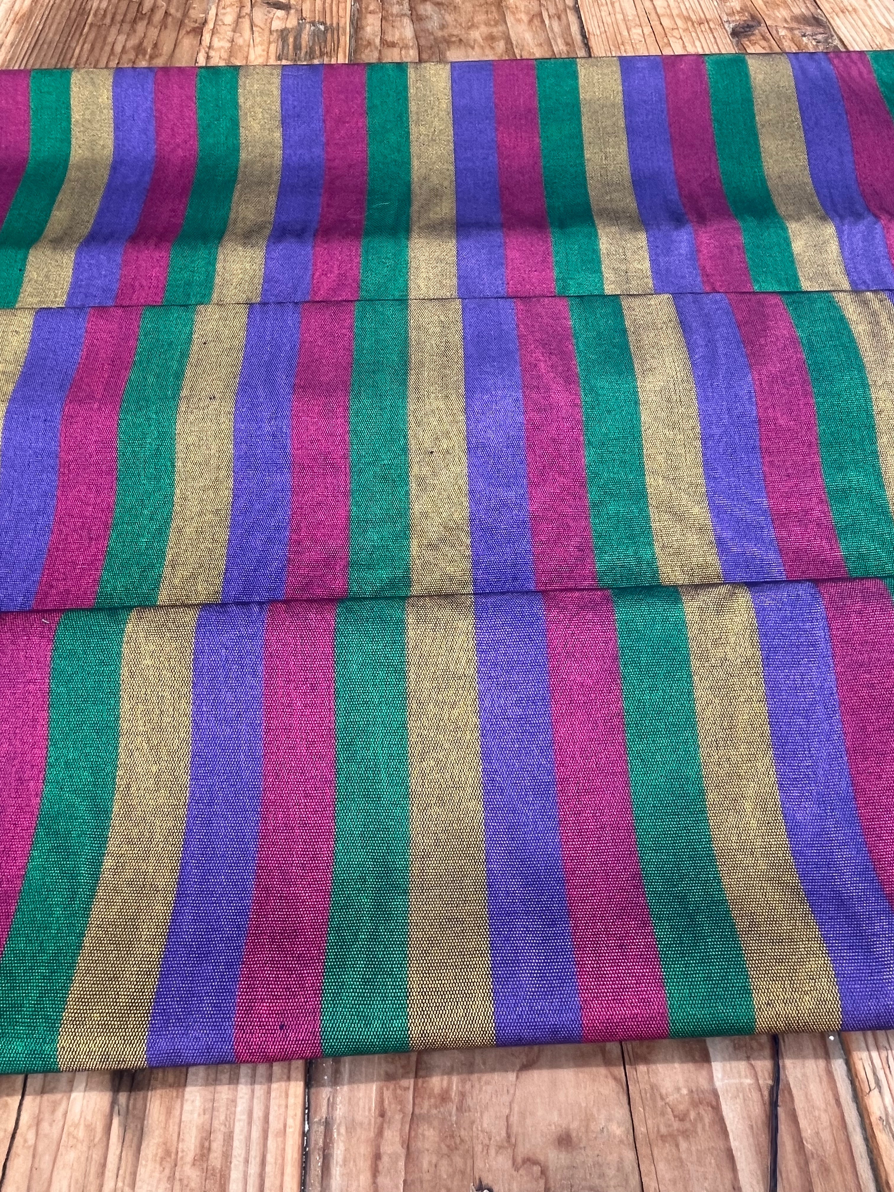 Multi Color Striped Pattern Moiré Fabric By The Yard – Luxurious Silk ...